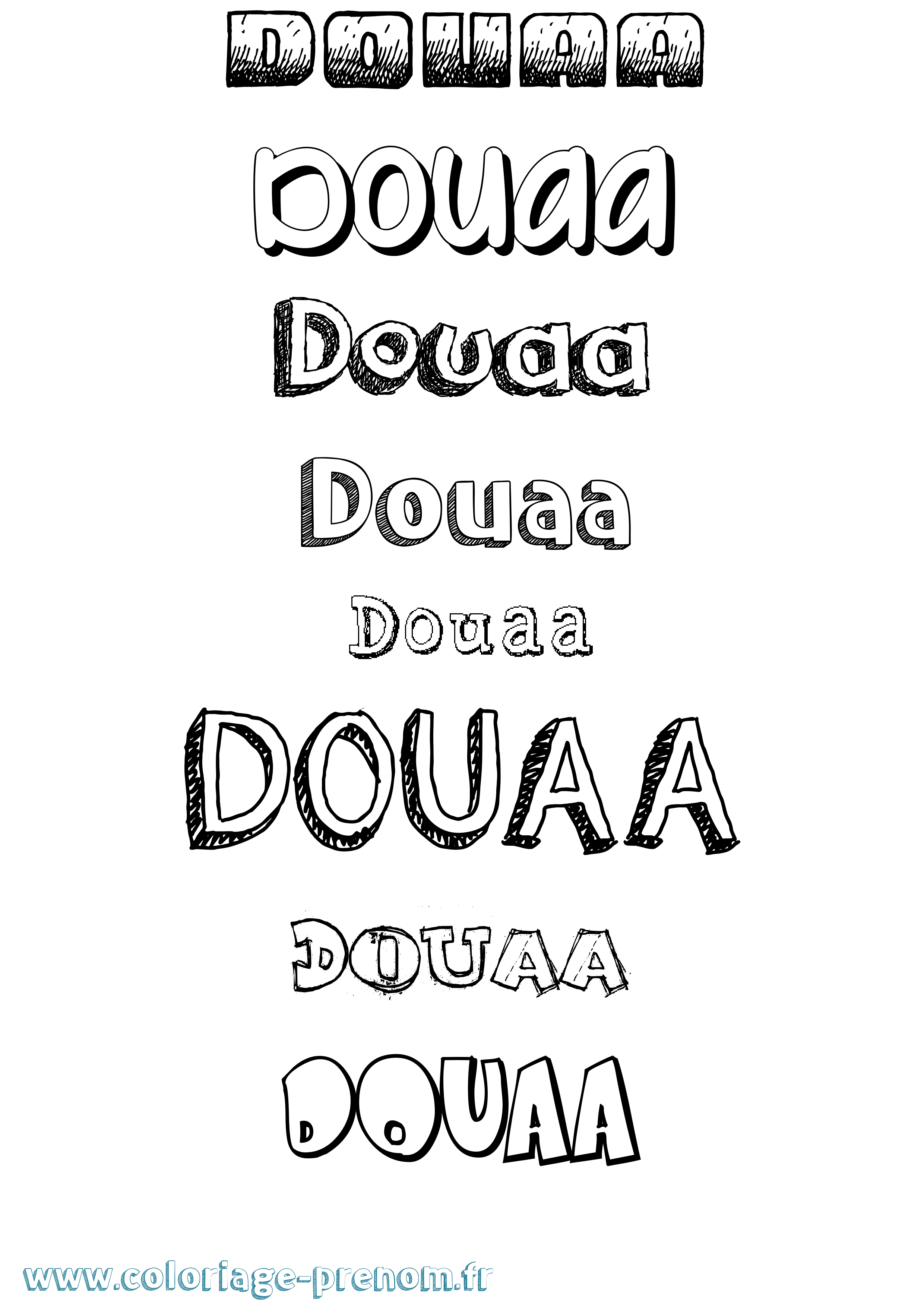 Coloriage prénom Douaa Dessiné