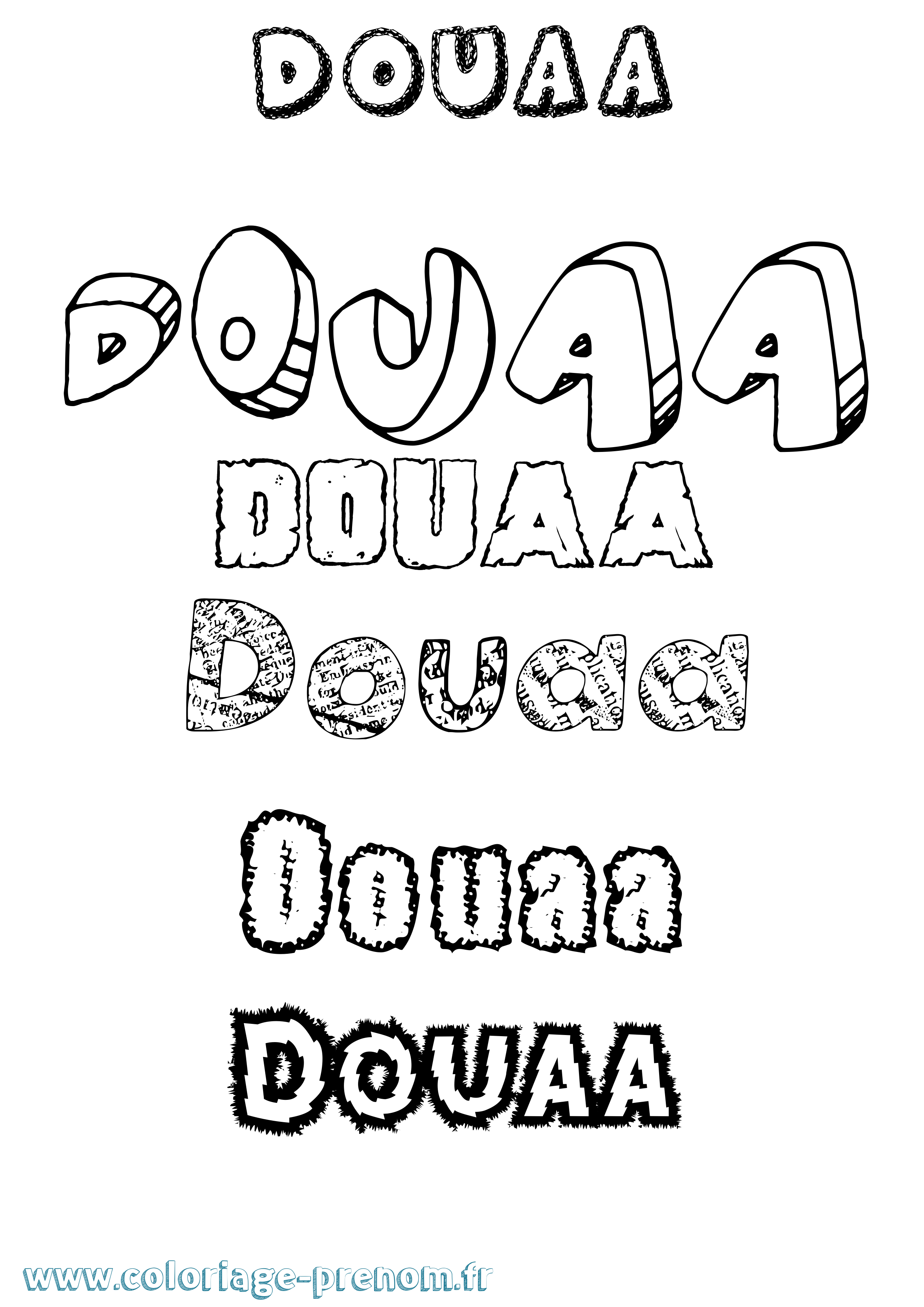 Coloriage prénom Douaa Destructuré