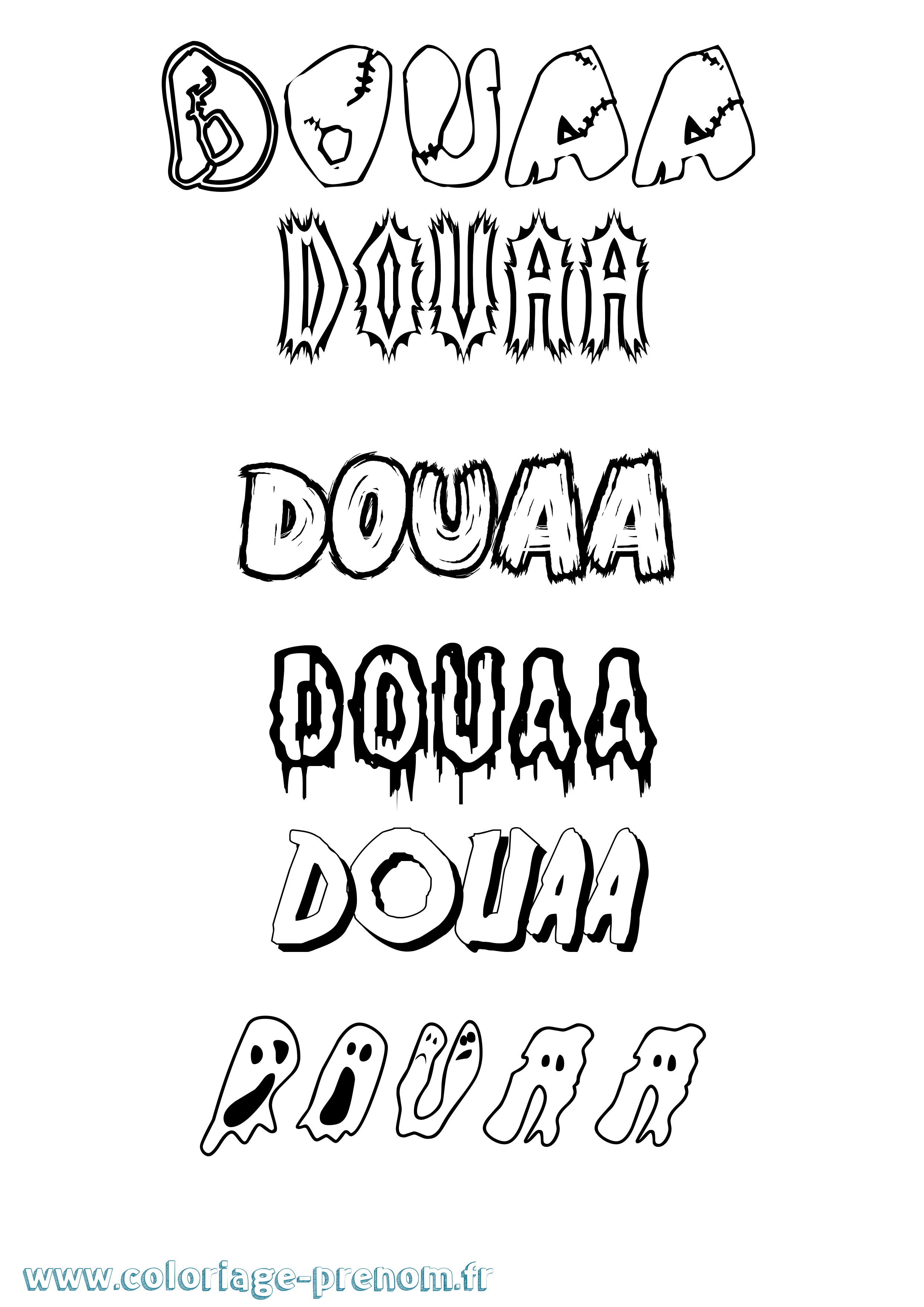 Coloriage prénom Douaa Frisson