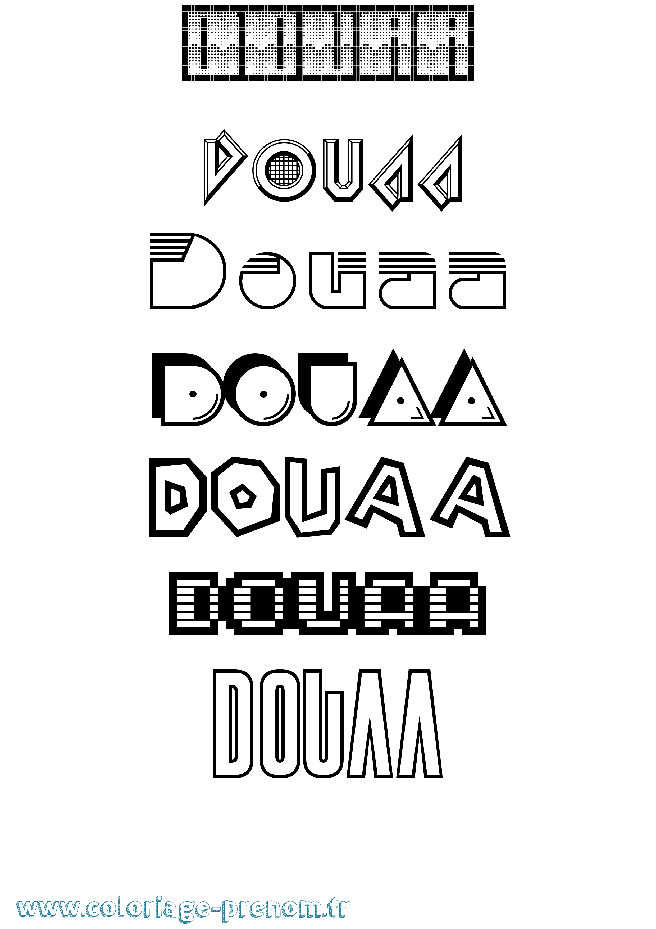 Coloriage prénom Douaa Jeux Vidéos