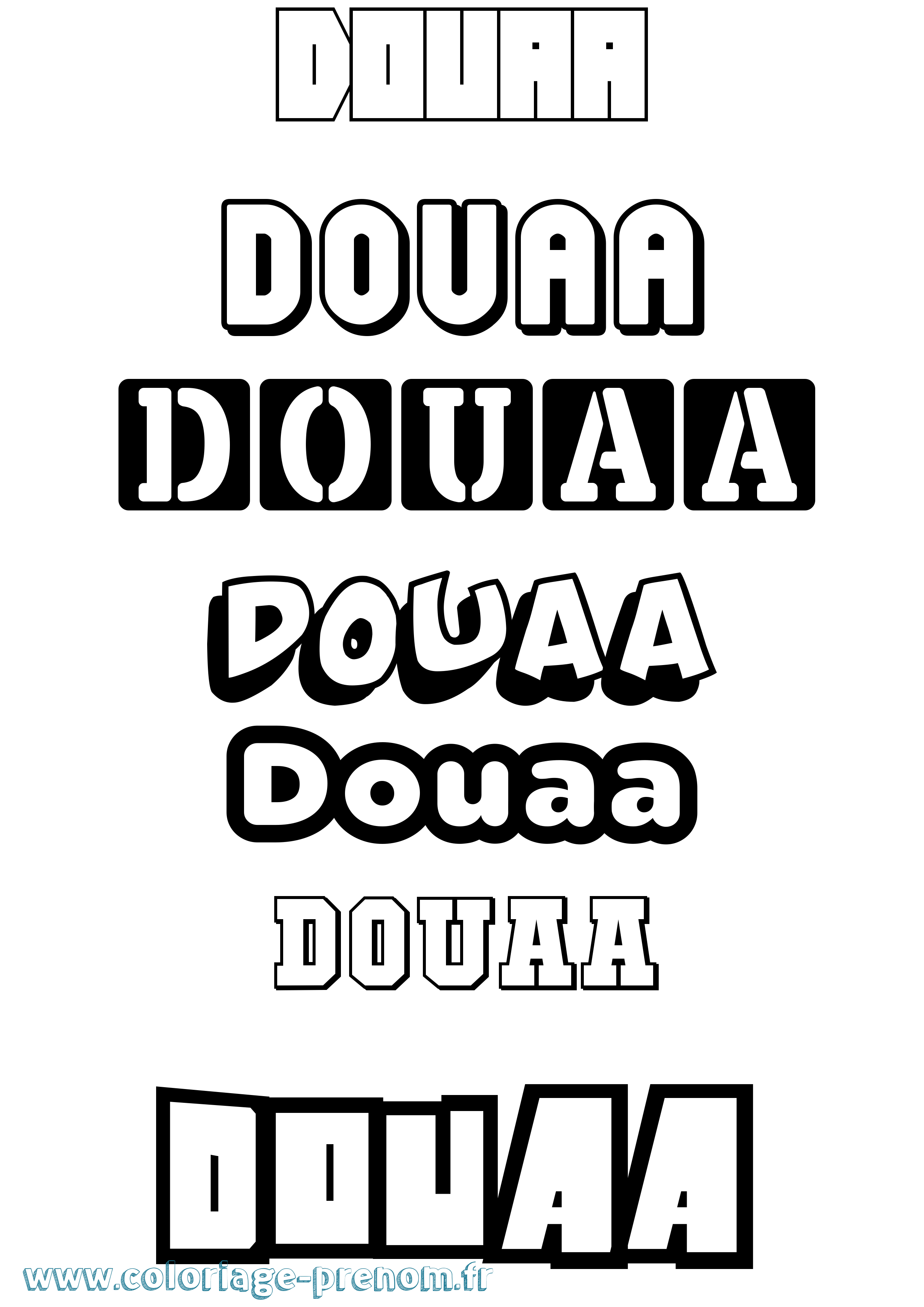 Coloriage prénom Douaa Simple