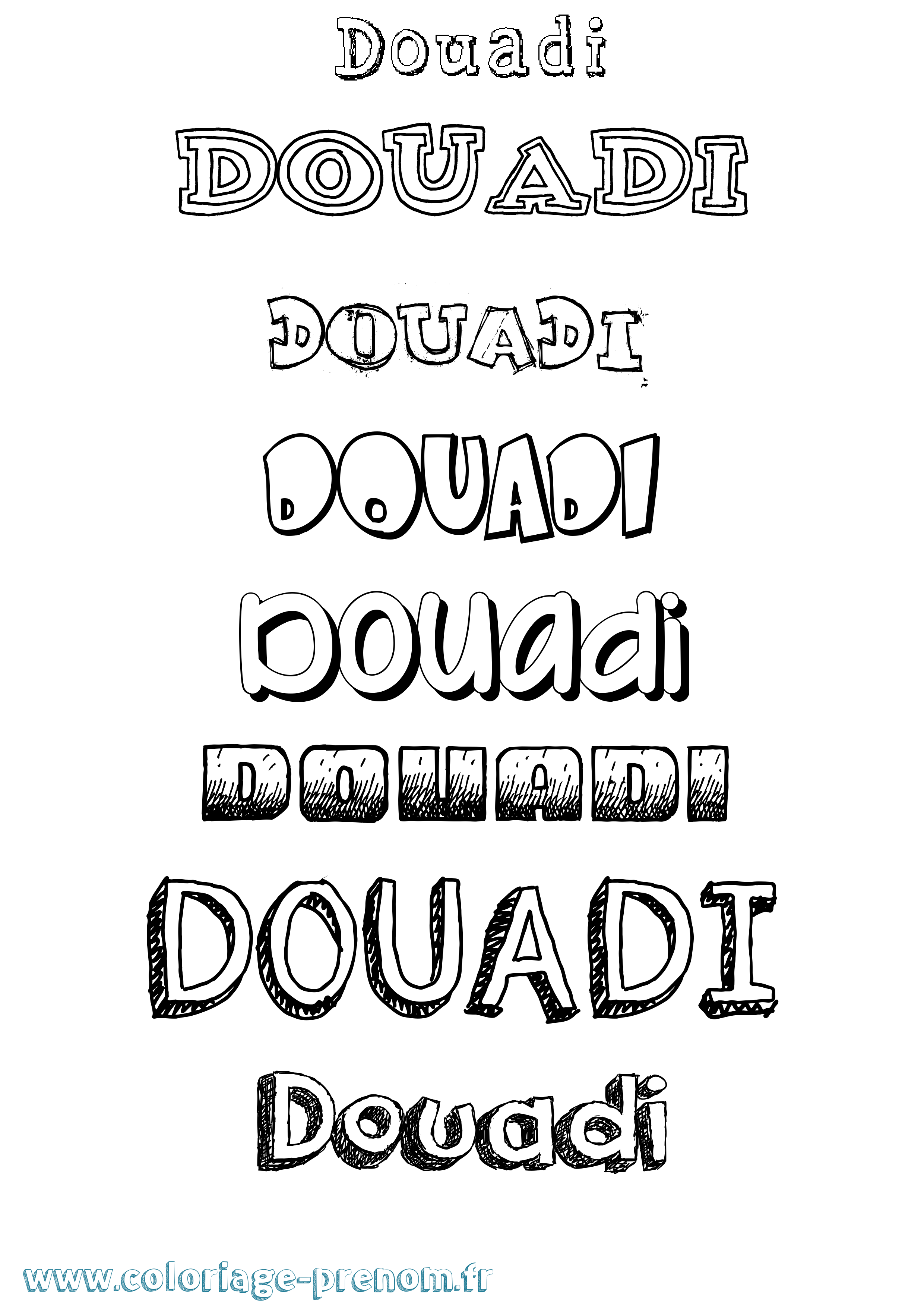 Coloriage prénom Douadi Dessiné