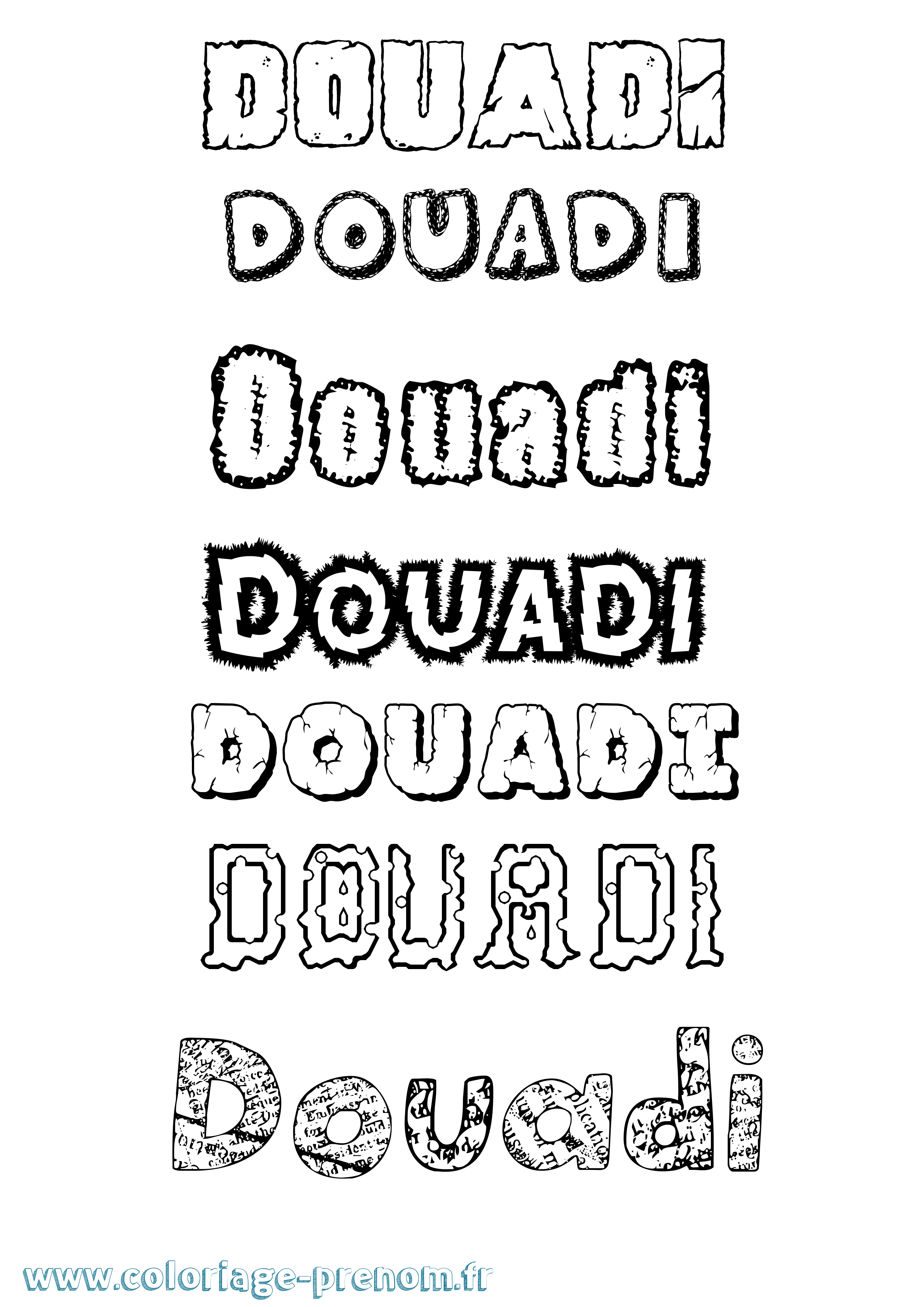 Coloriage prénom Douadi Destructuré