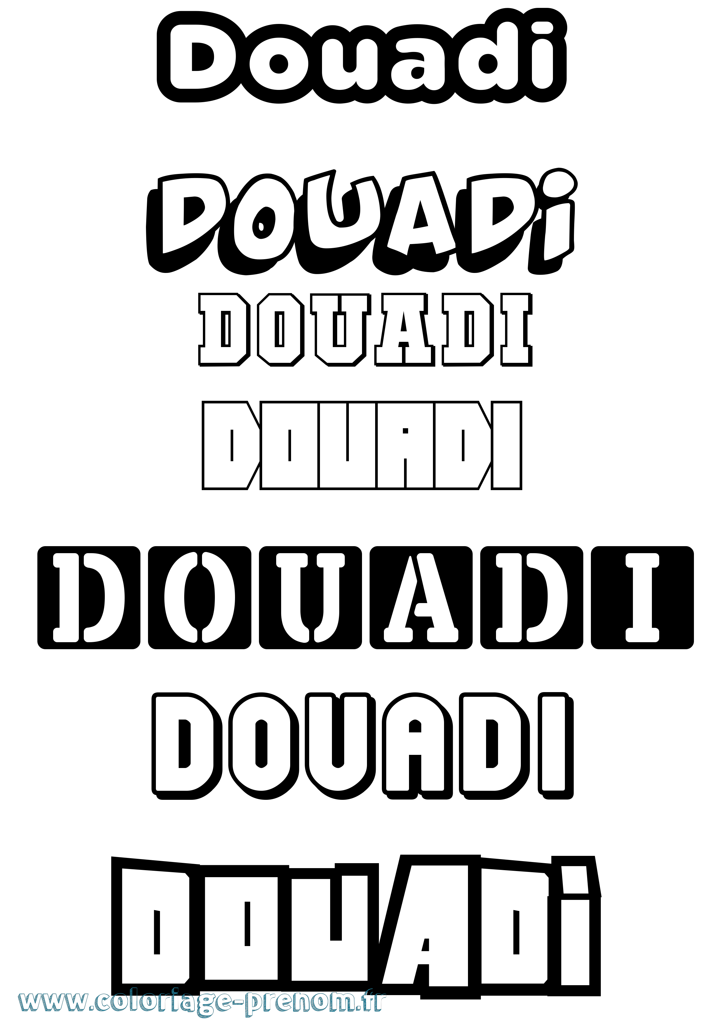 Coloriage prénom Douadi Simple