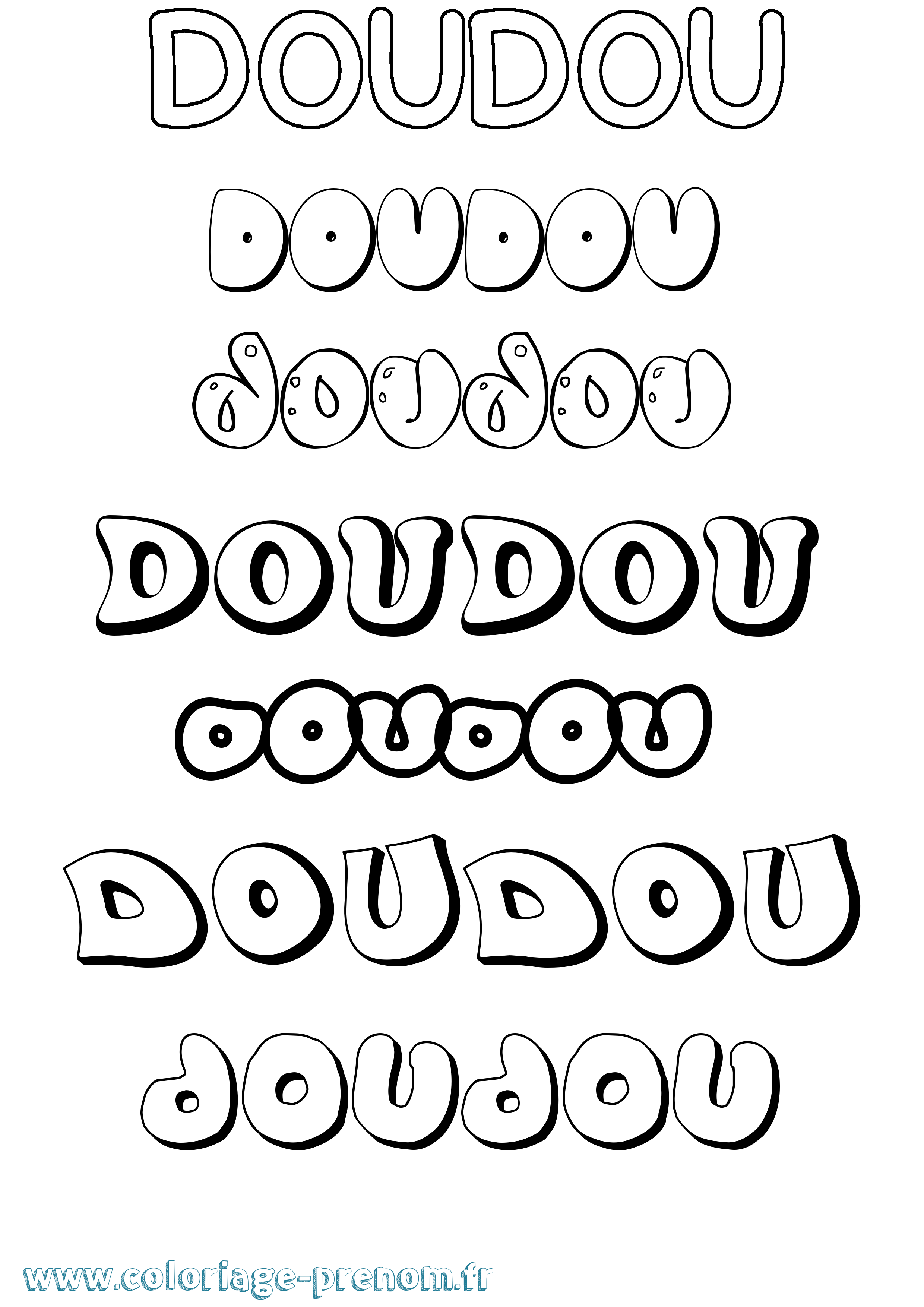 Coloriage prénom Doudou Bubble