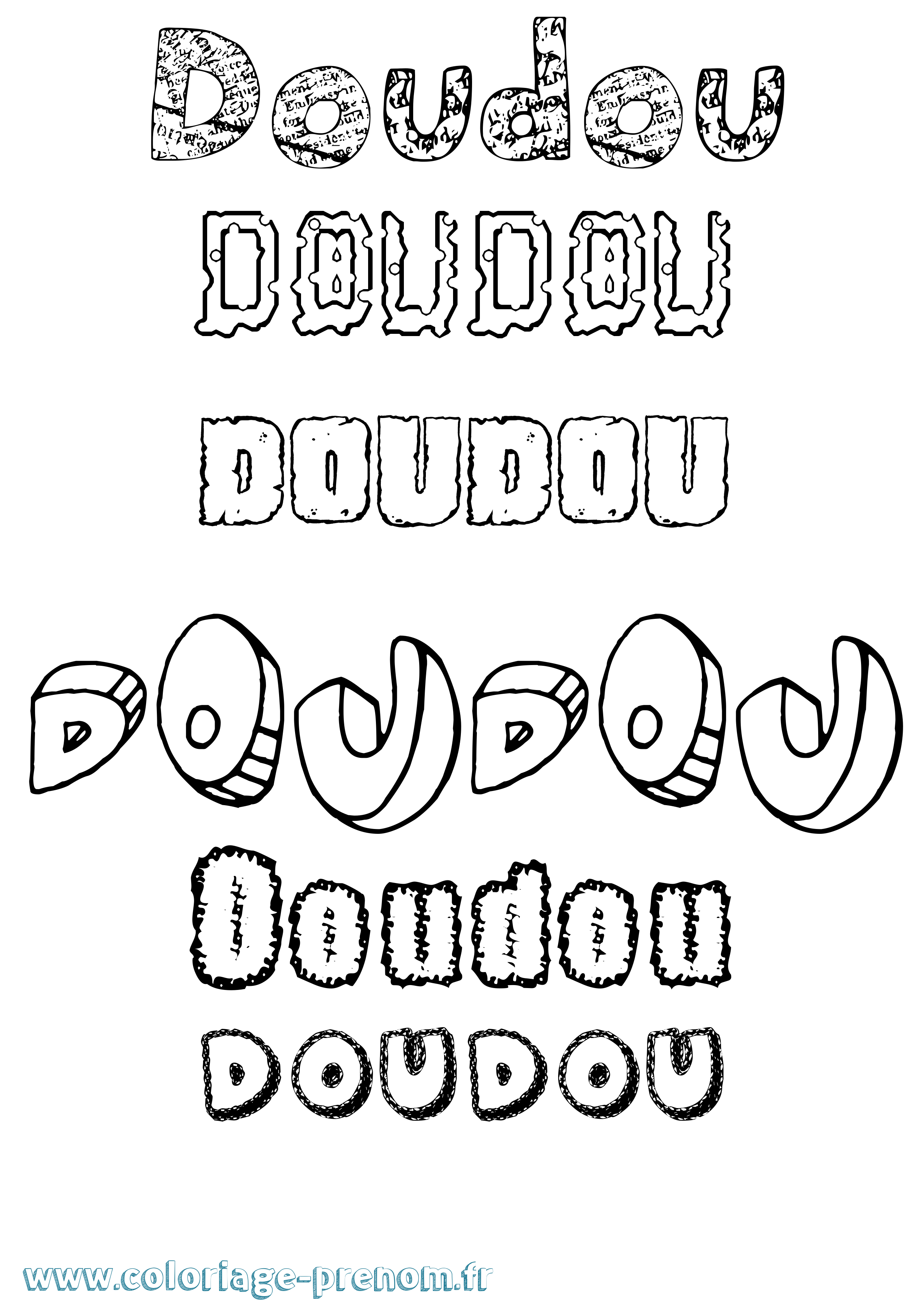 Coloriage prénom Doudou Destructuré