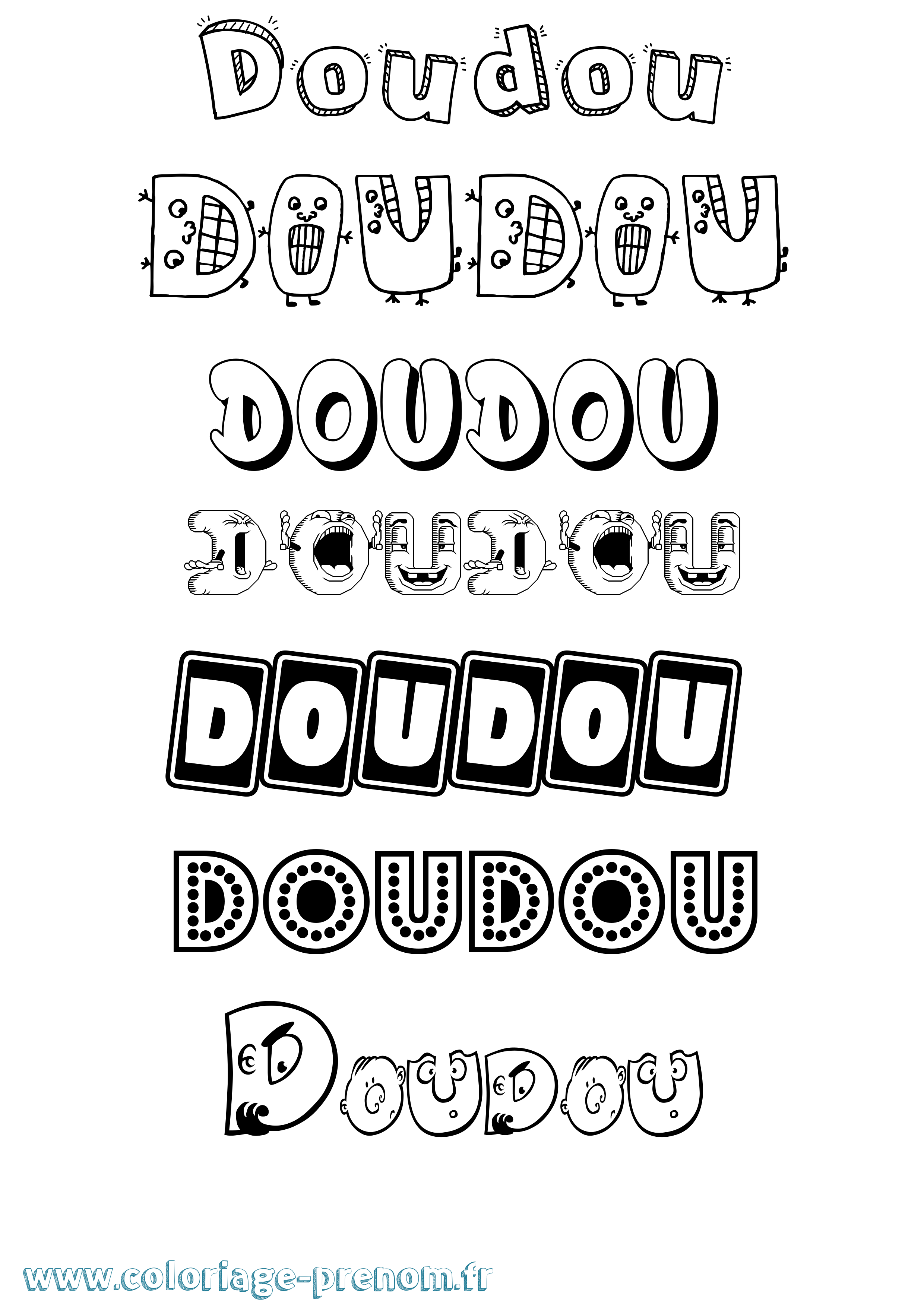 Coloriage prénom Doudou Fun