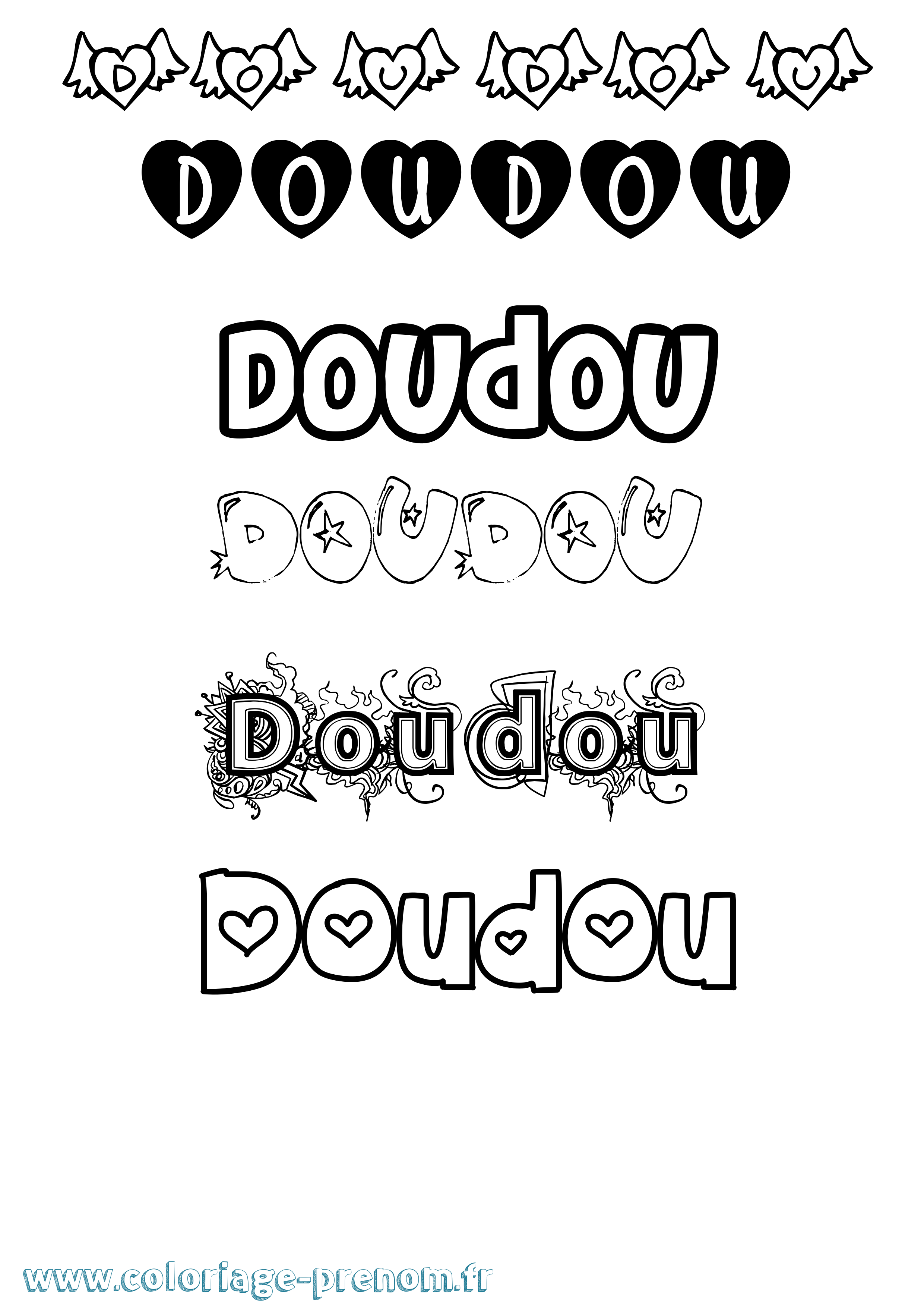 Coloriage prénom Doudou Girly