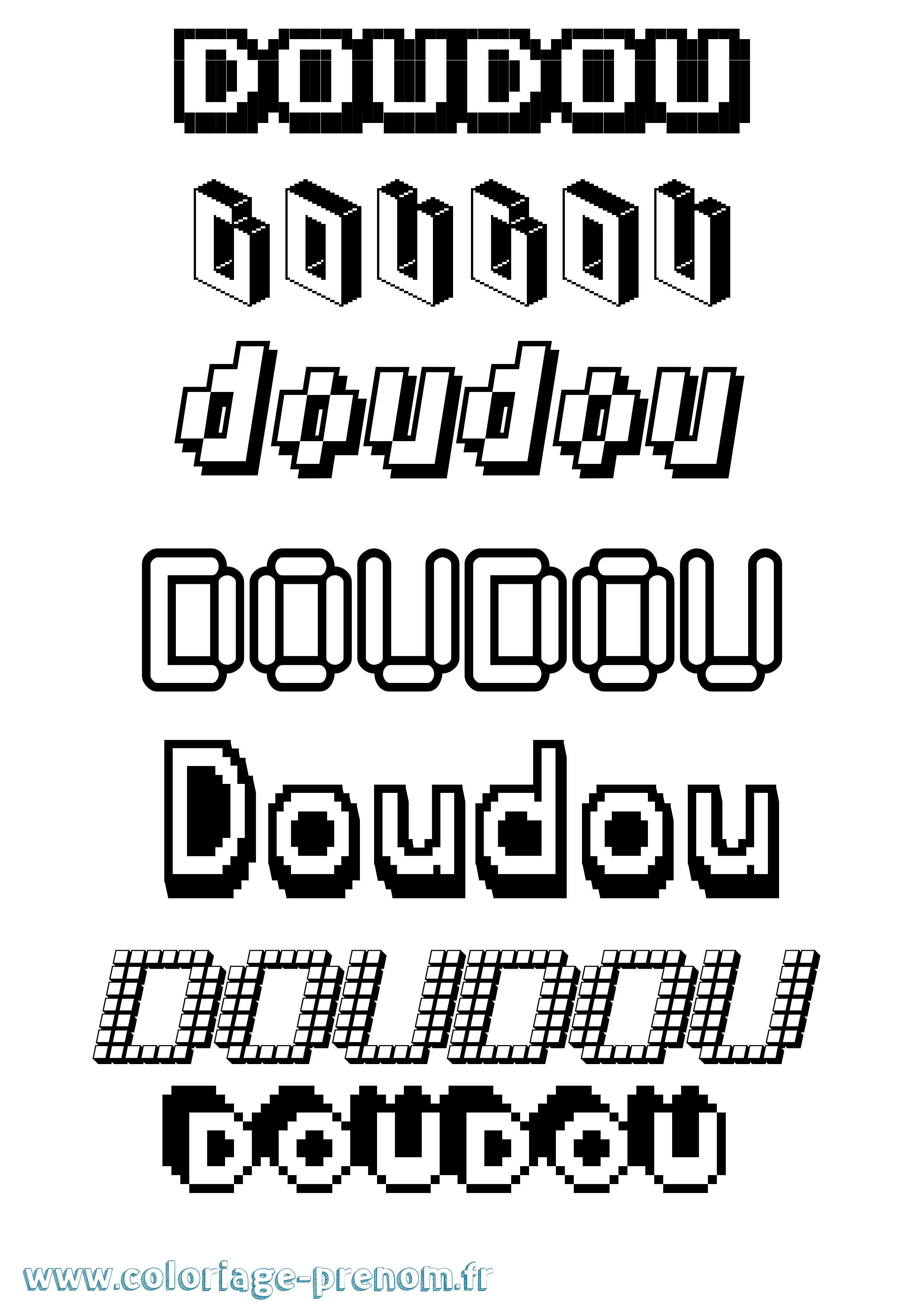 Coloriage prénom Doudou Pixel