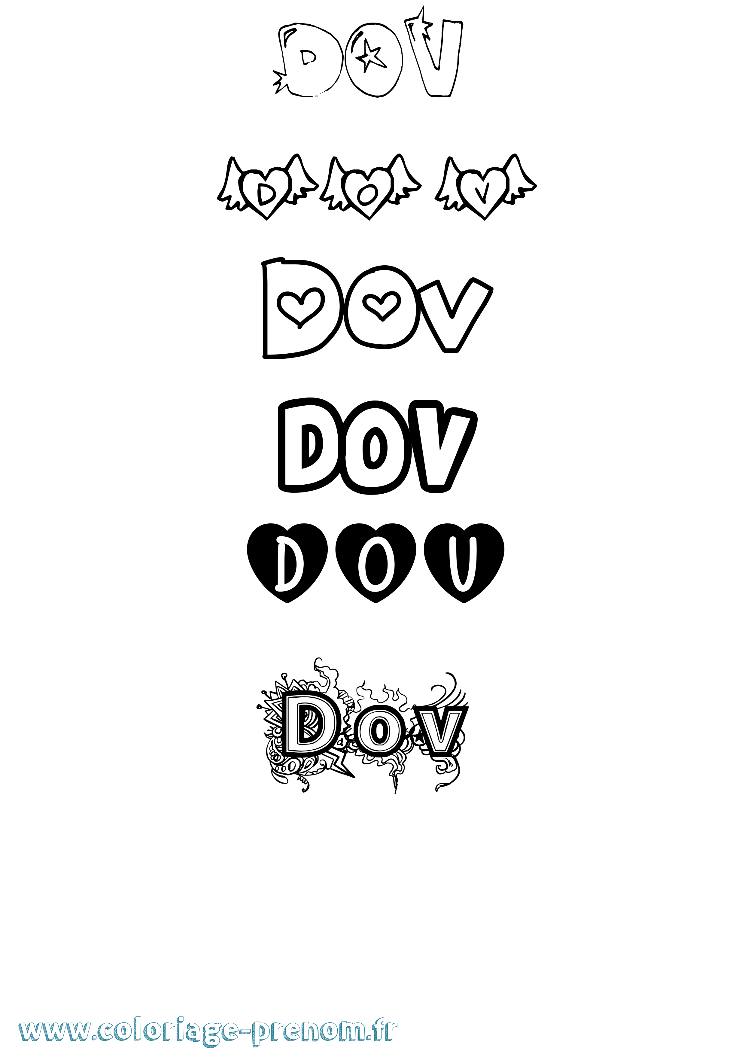 Coloriage prénom Dov Girly