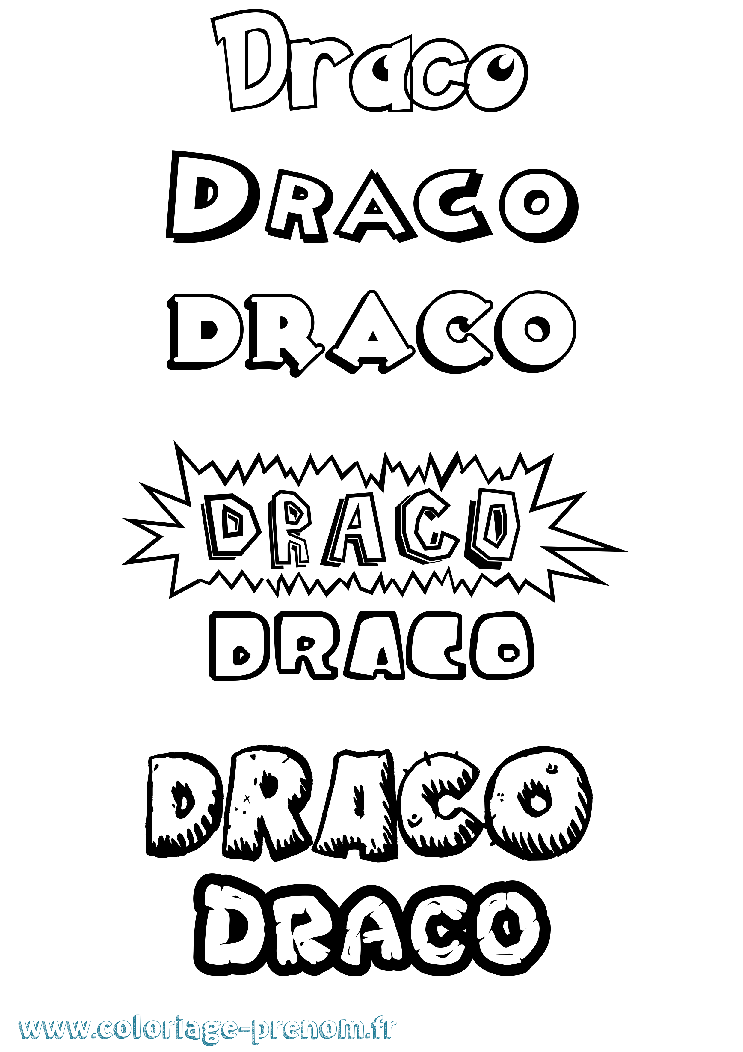 Coloriage prénom Draco Dessin Animé