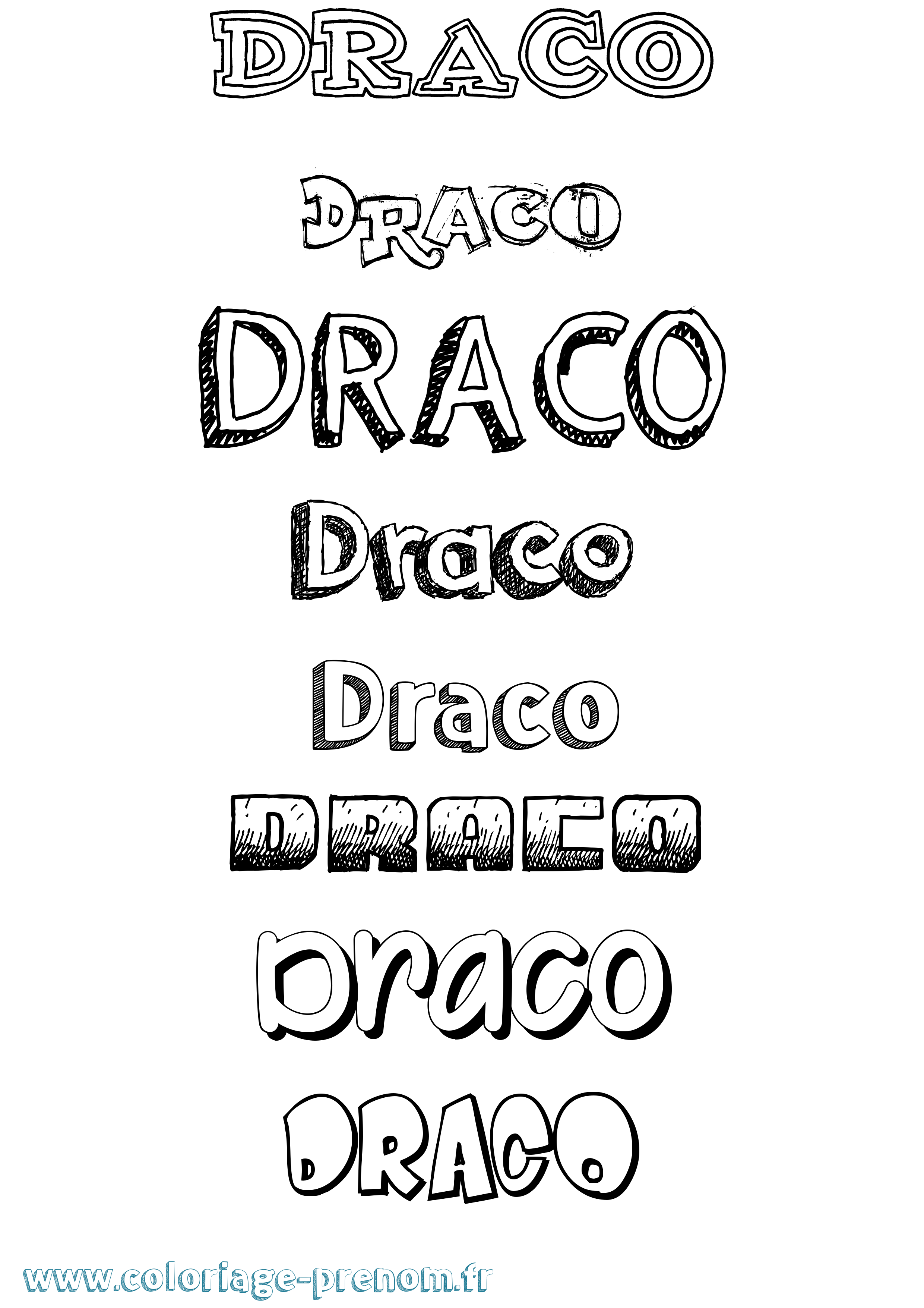 Coloriage prénom Draco Dessiné