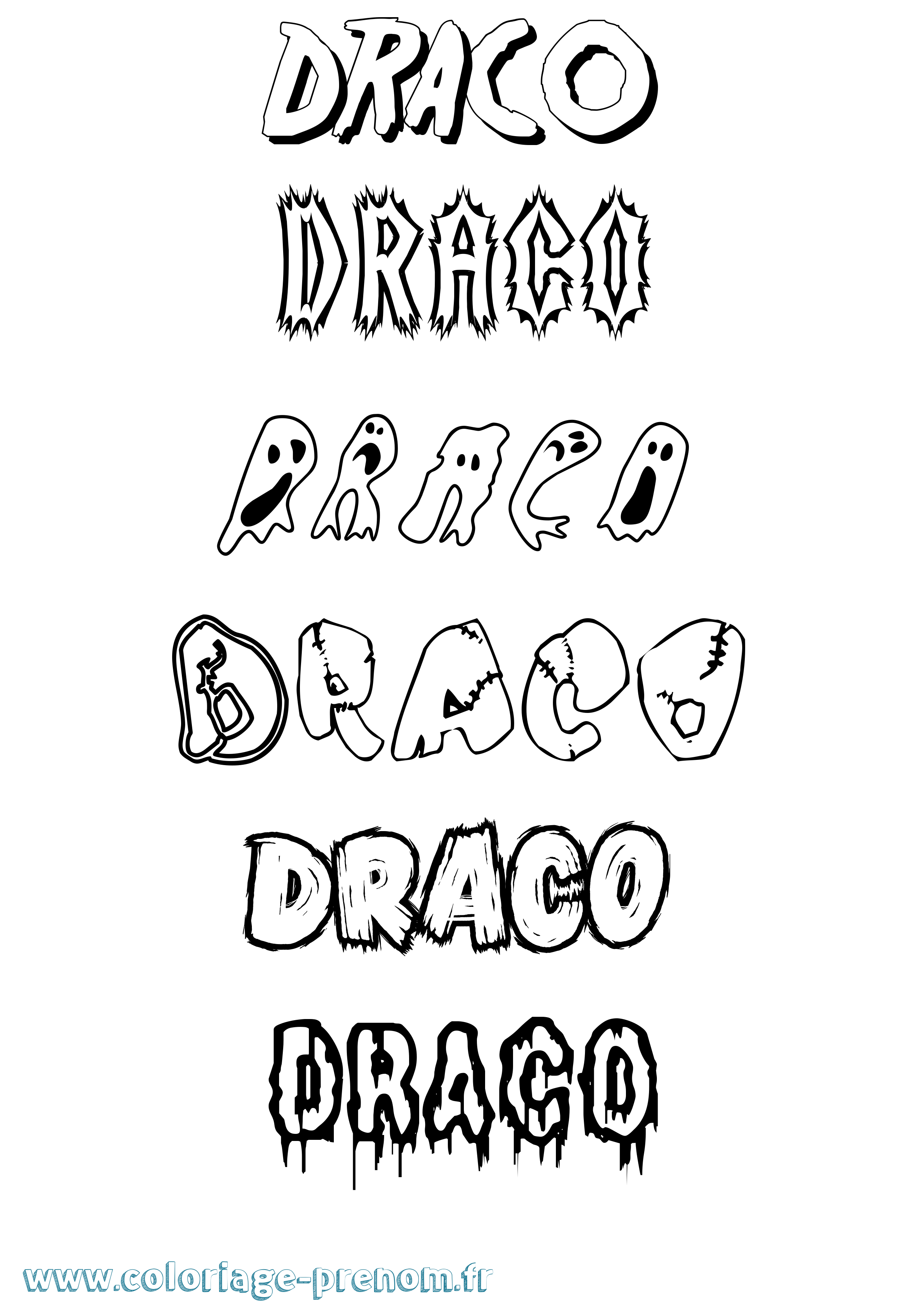 Coloriage prénom Draco Frisson