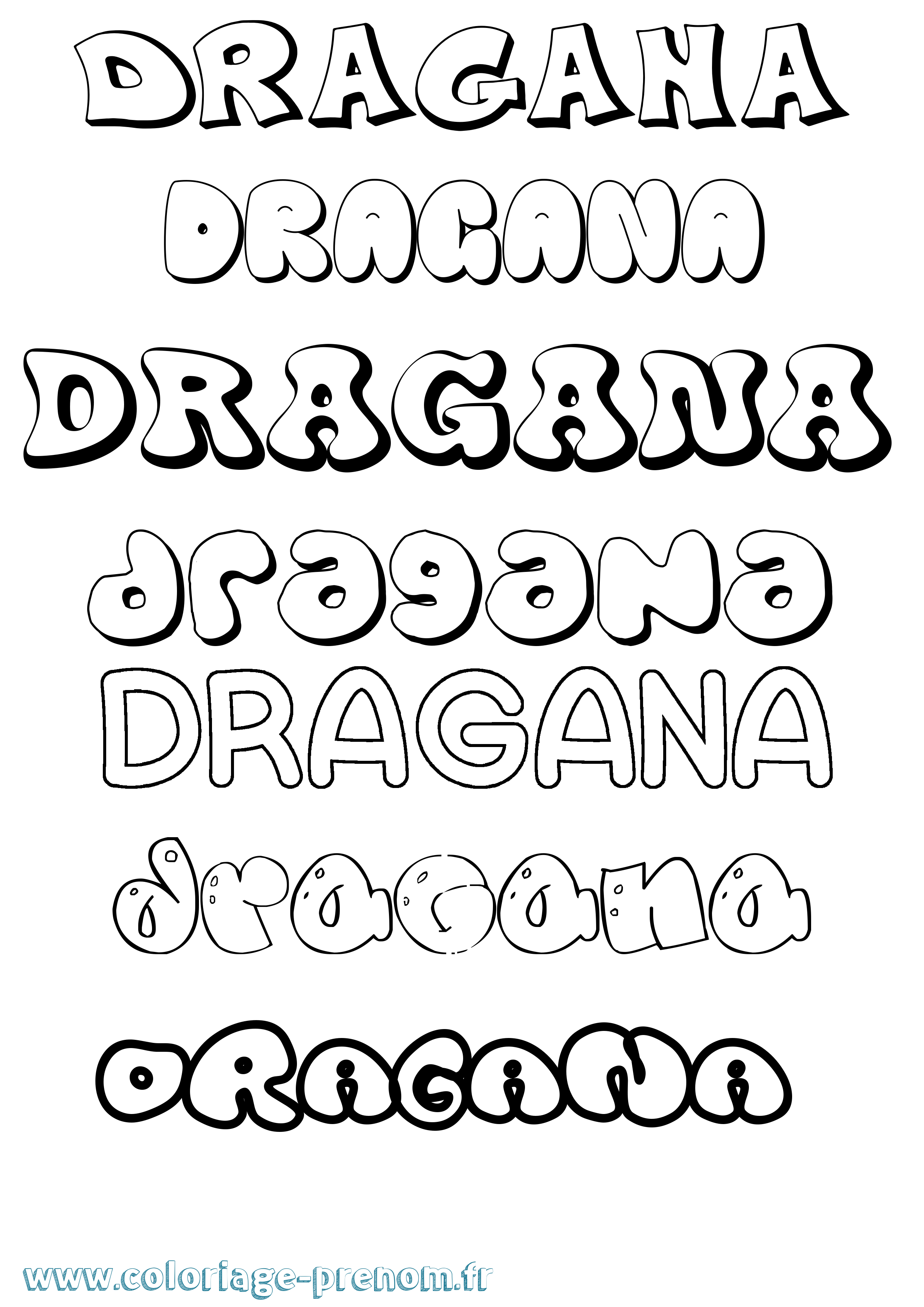 Coloriage prénom Dragana Bubble