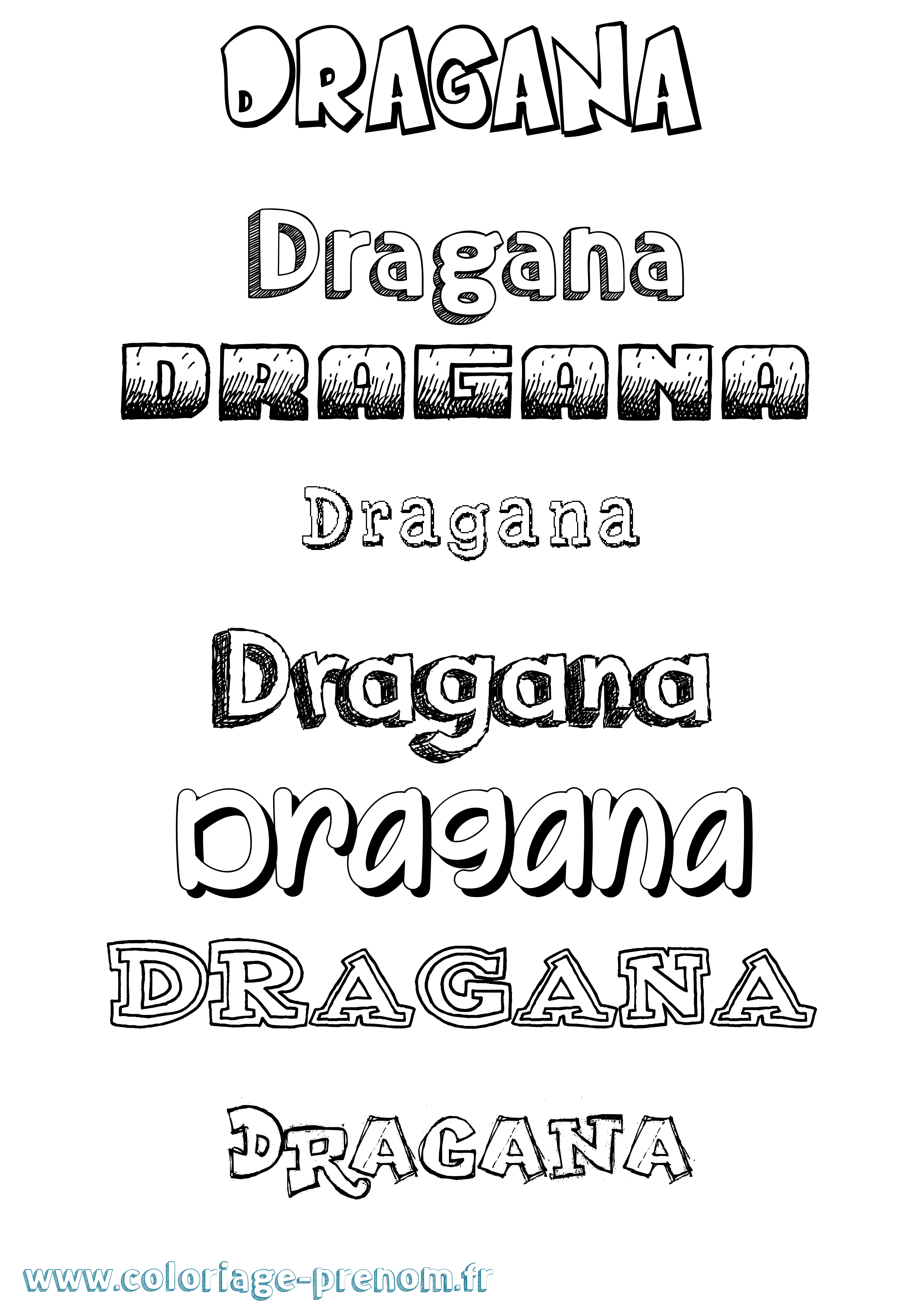 Coloriage prénom Dragana Dessiné