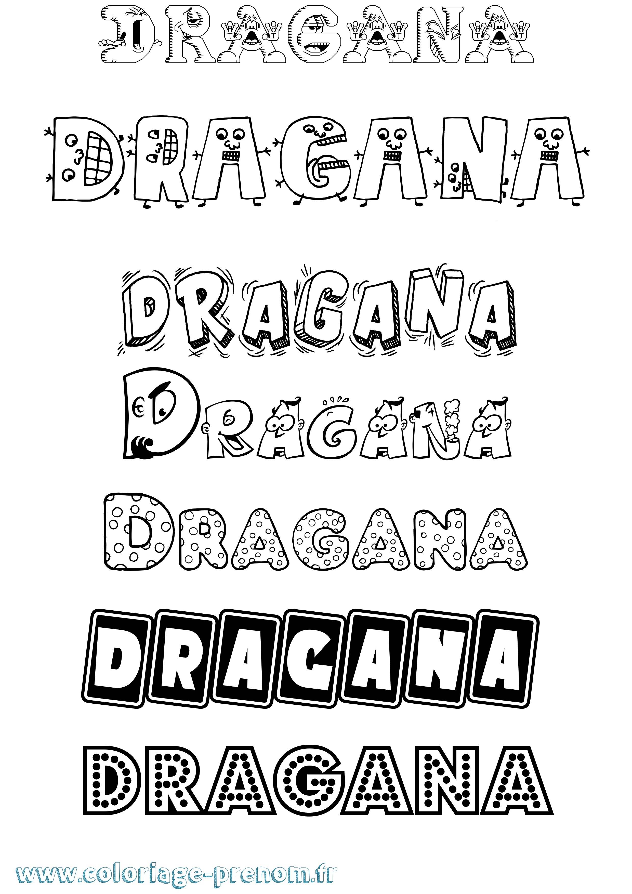Coloriage prénom Dragana Fun