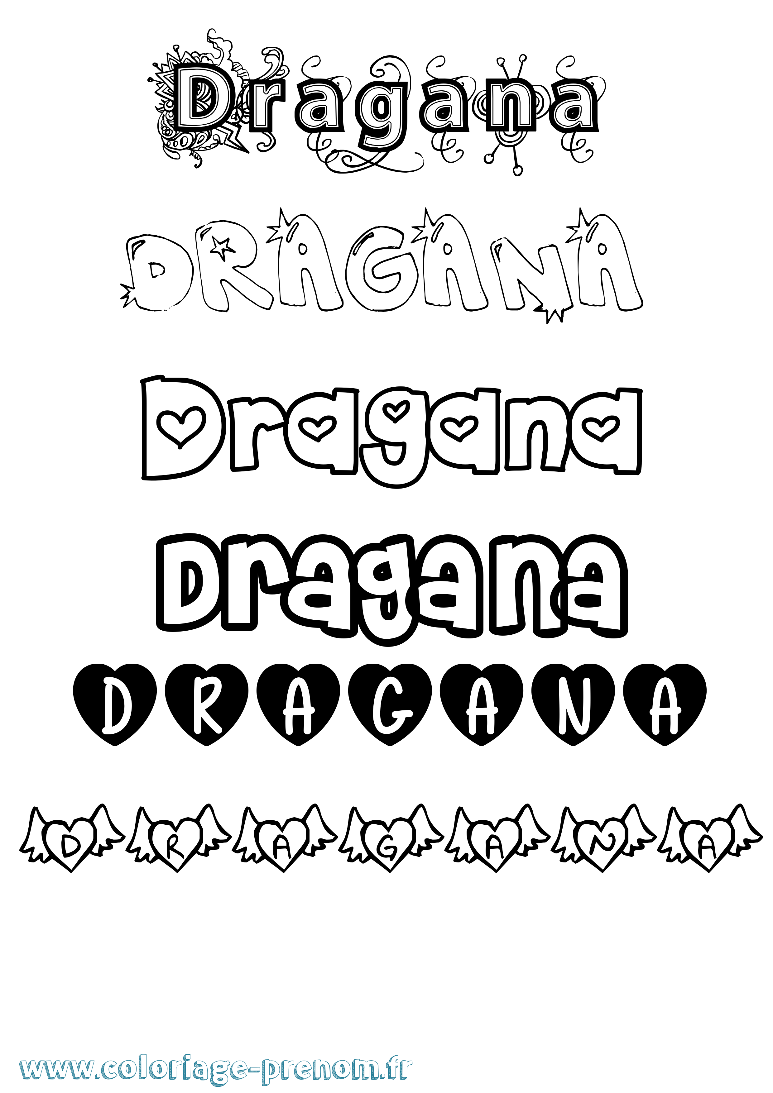 Coloriage prénom Dragana Girly