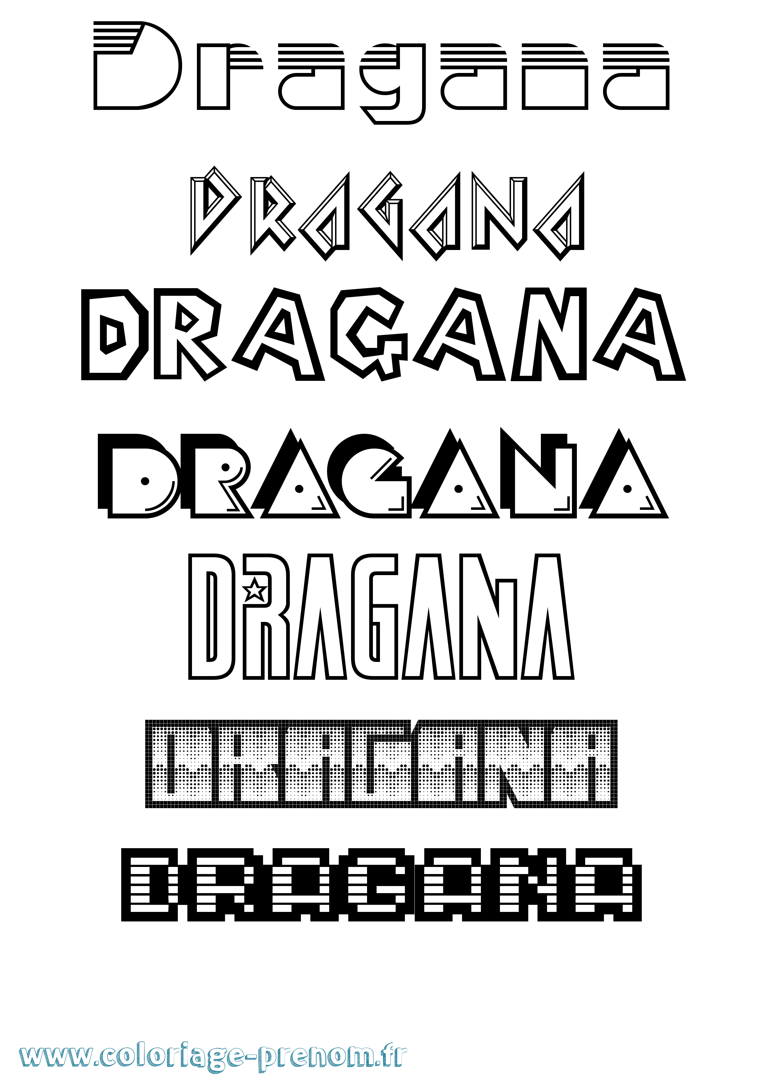 Coloriage prénom Dragana Jeux Vidéos
