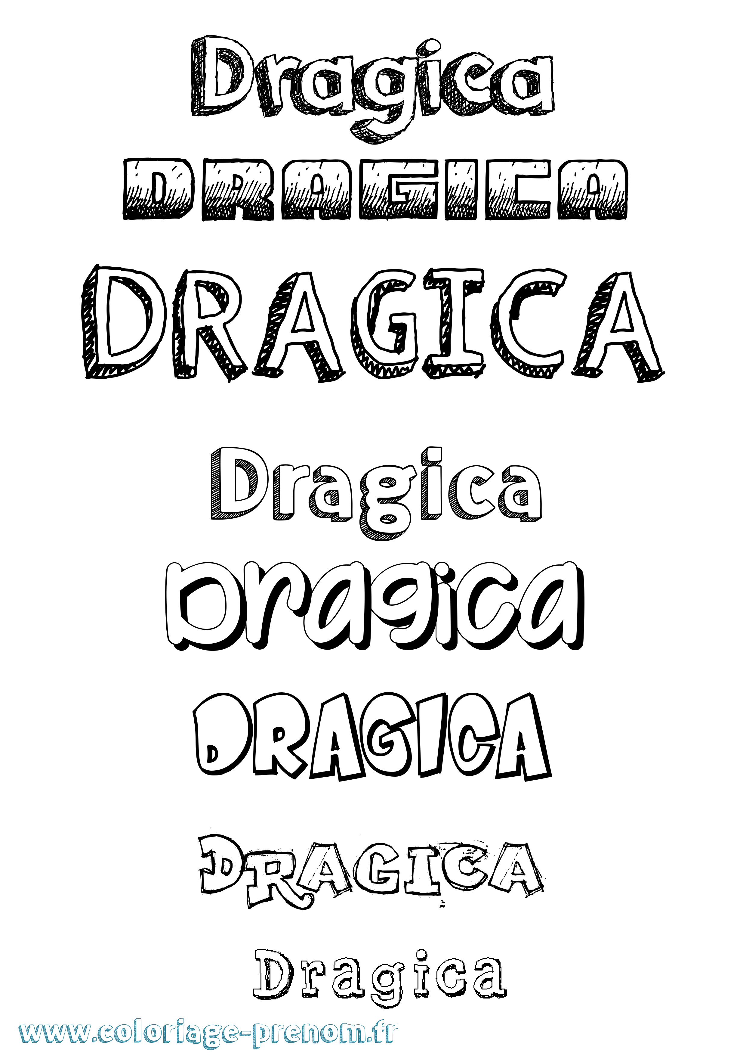 Coloriage prénom Dragica Dessiné