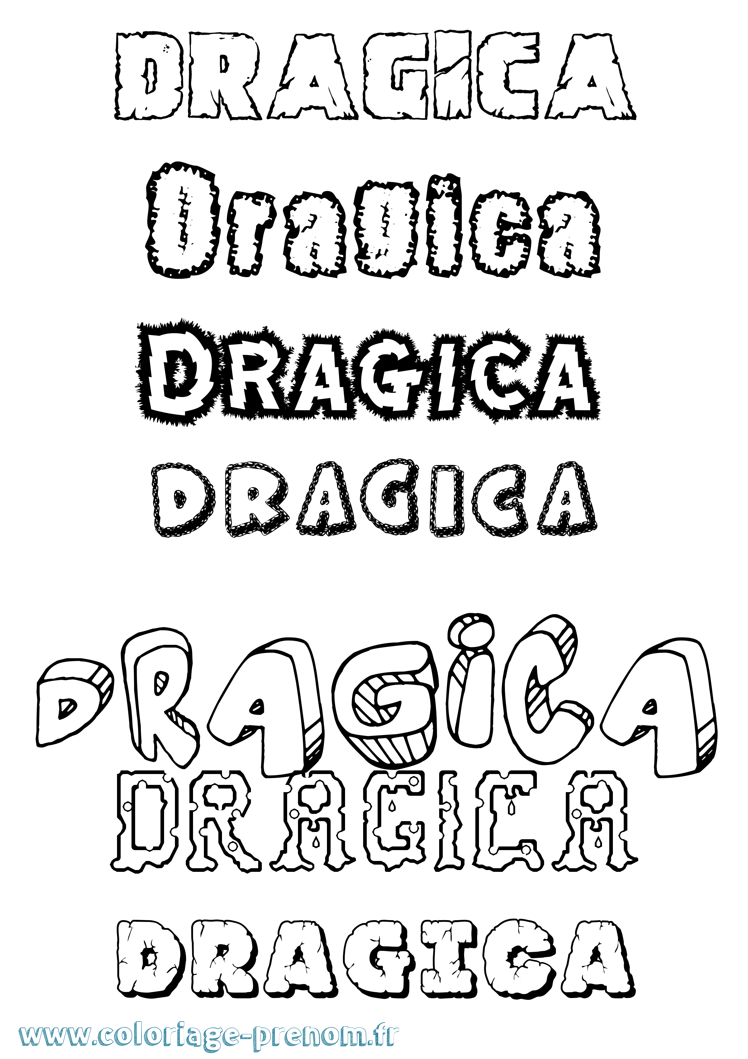 Coloriage prénom Dragica Destructuré