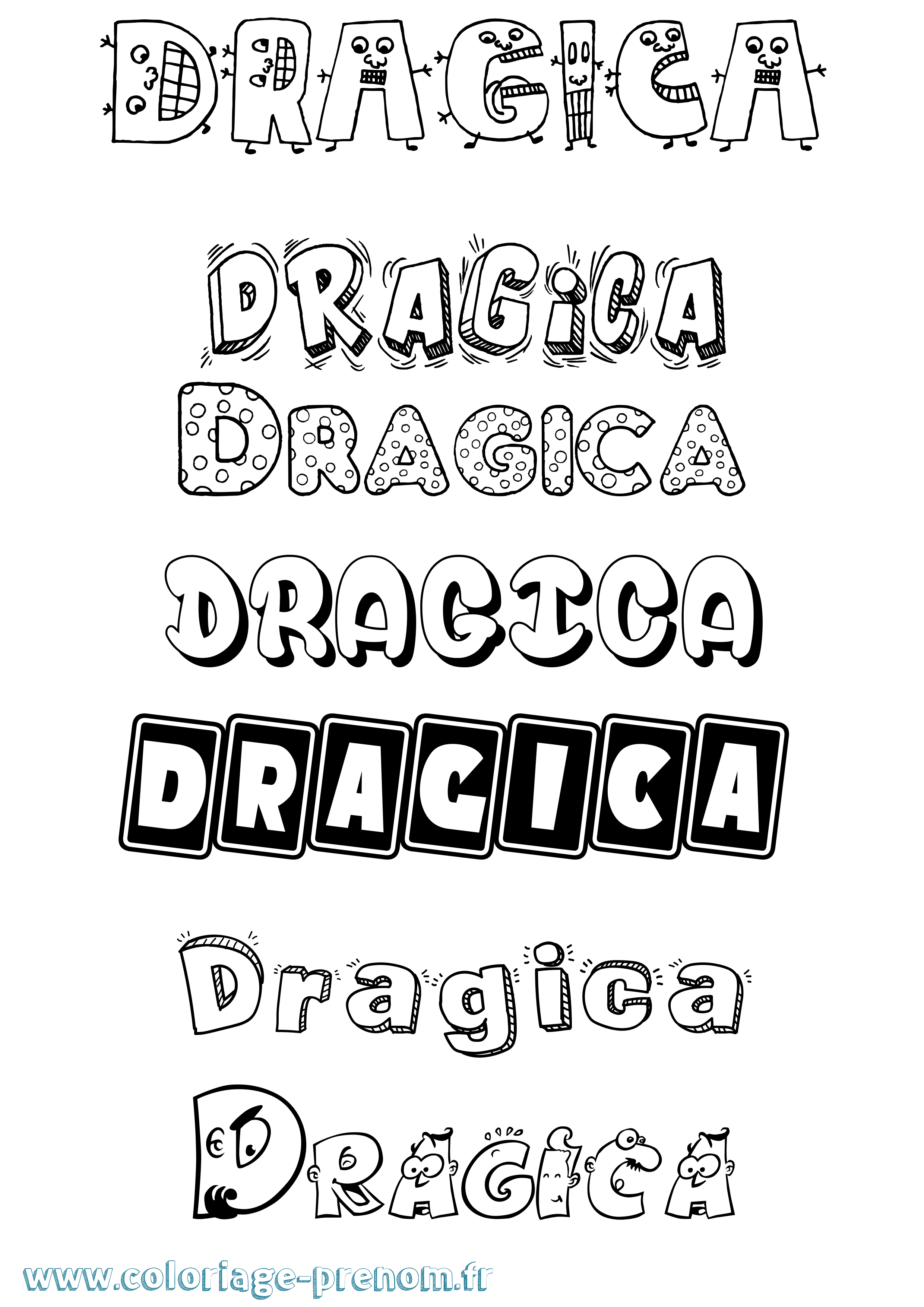 Coloriage prénom Dragica Fun