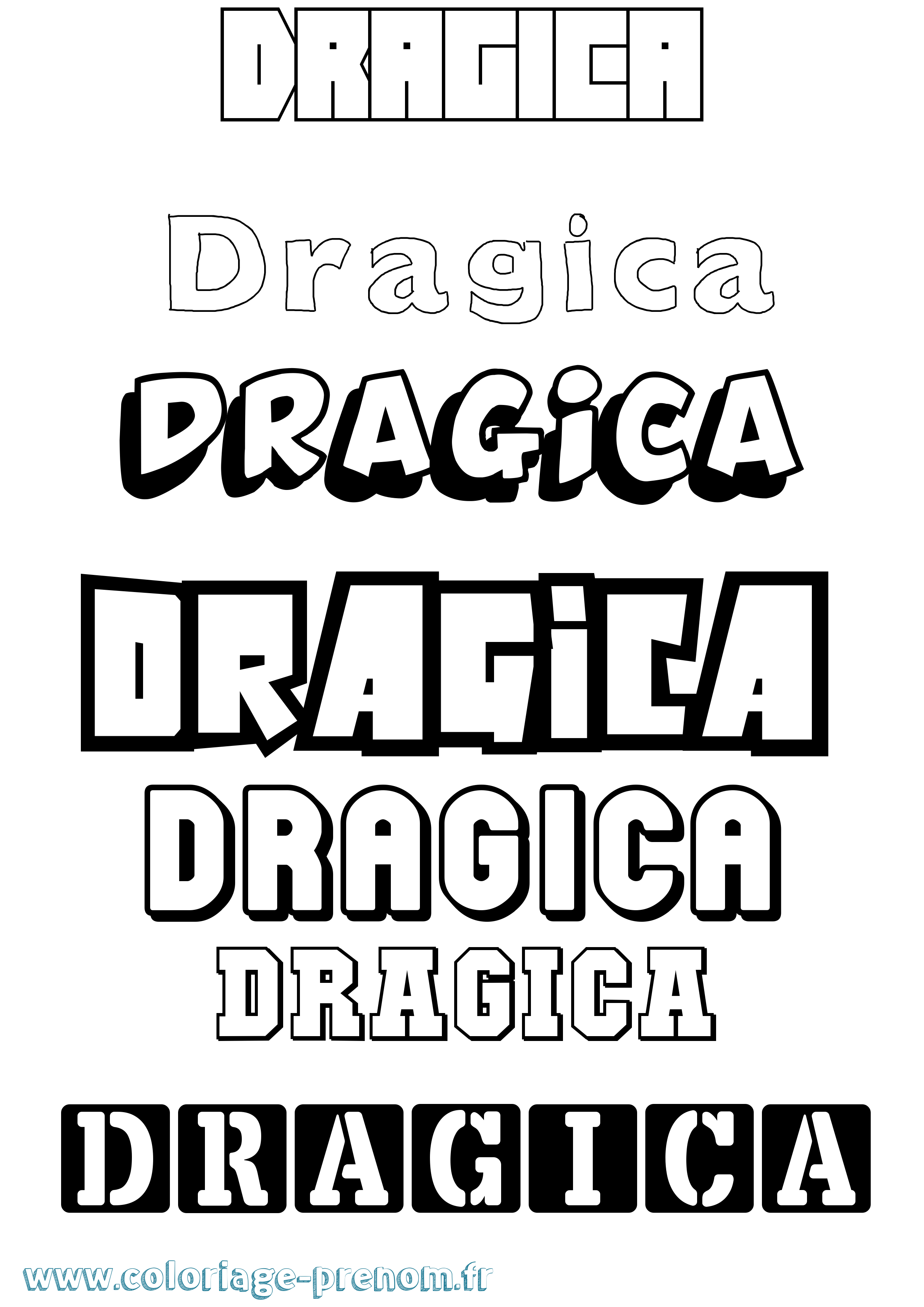 Coloriage prénom Dragica Simple