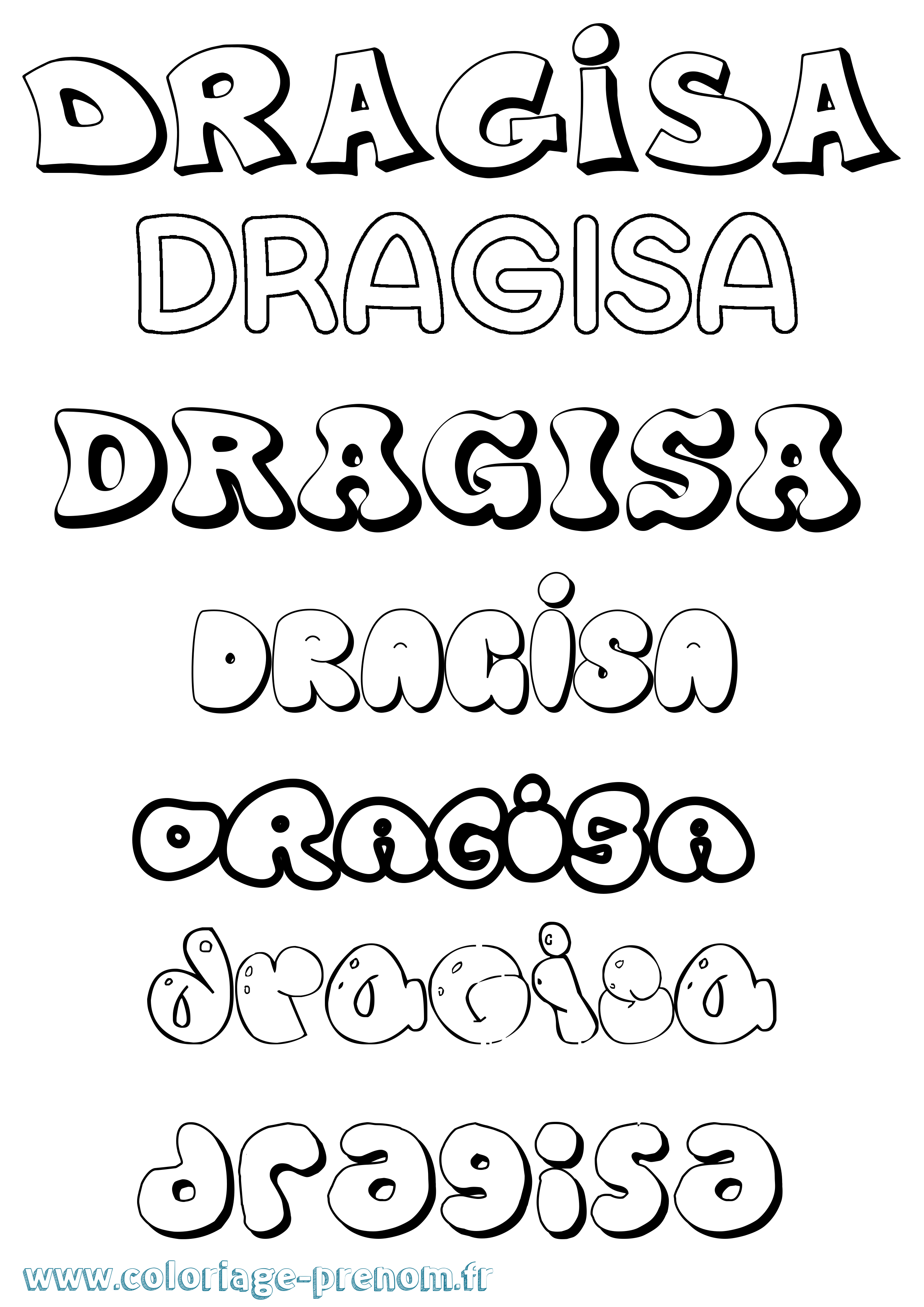 Coloriage prénom Dragisa Bubble