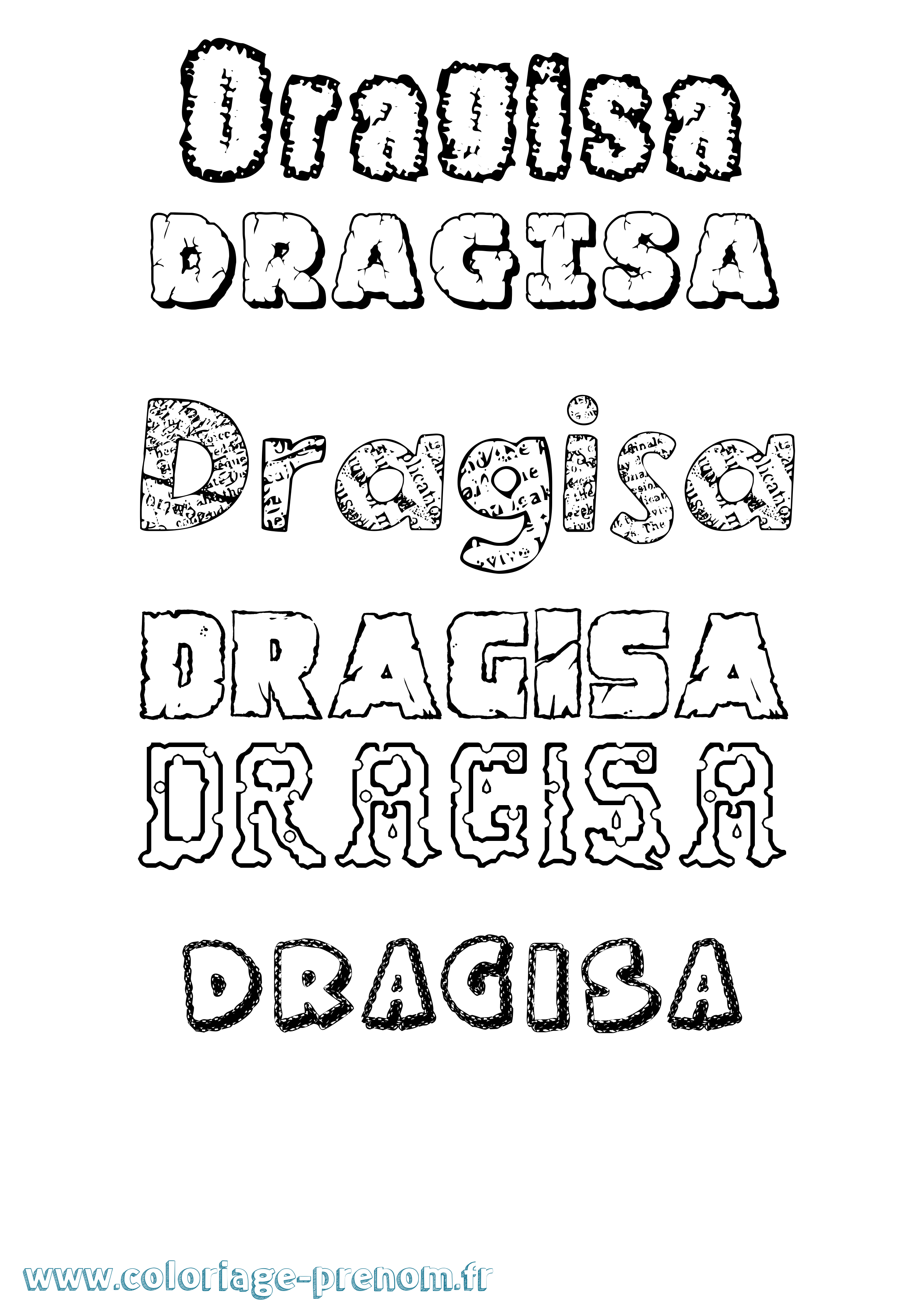 Coloriage prénom Dragisa Destructuré