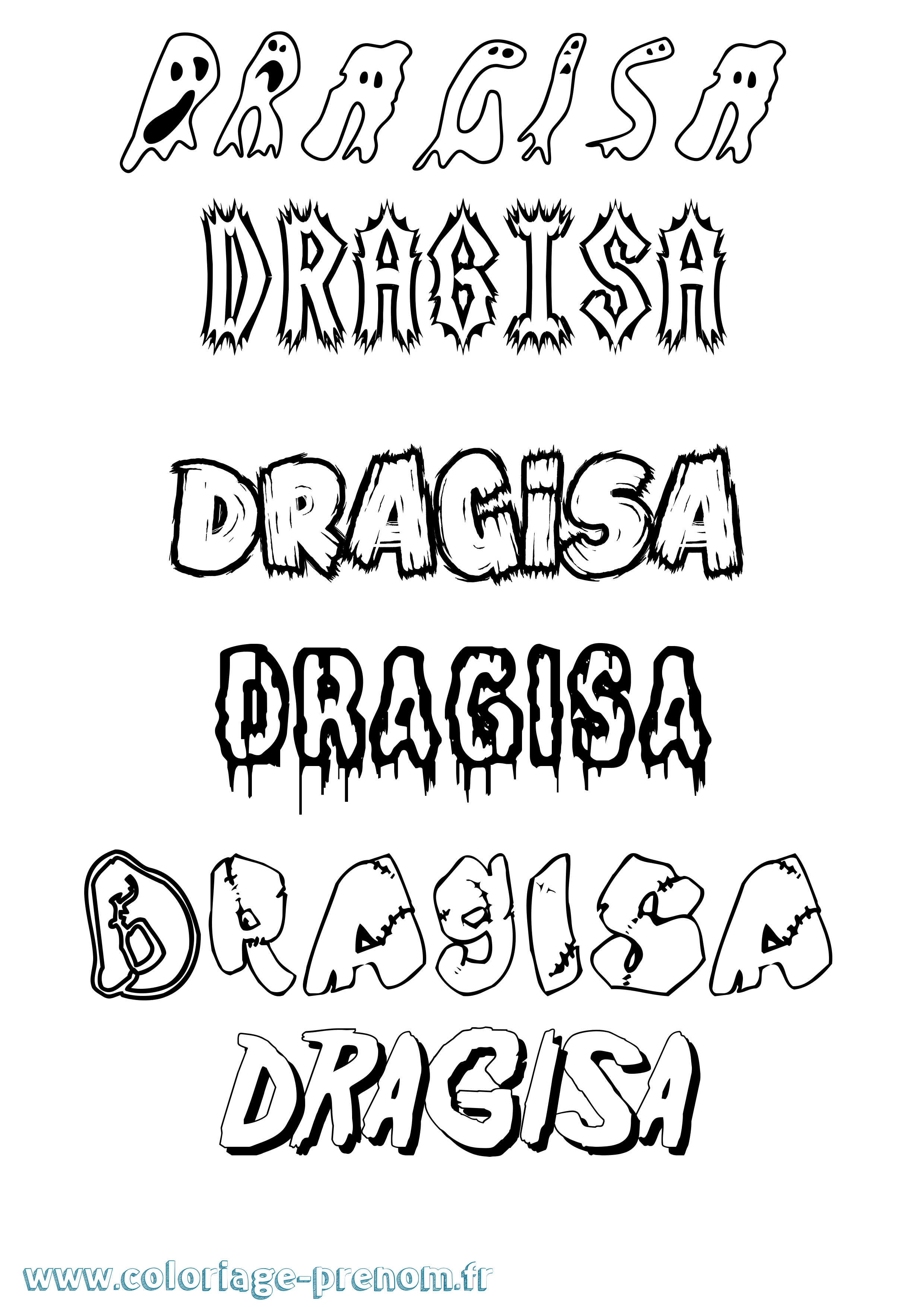 Coloriage prénom Dragisa Frisson