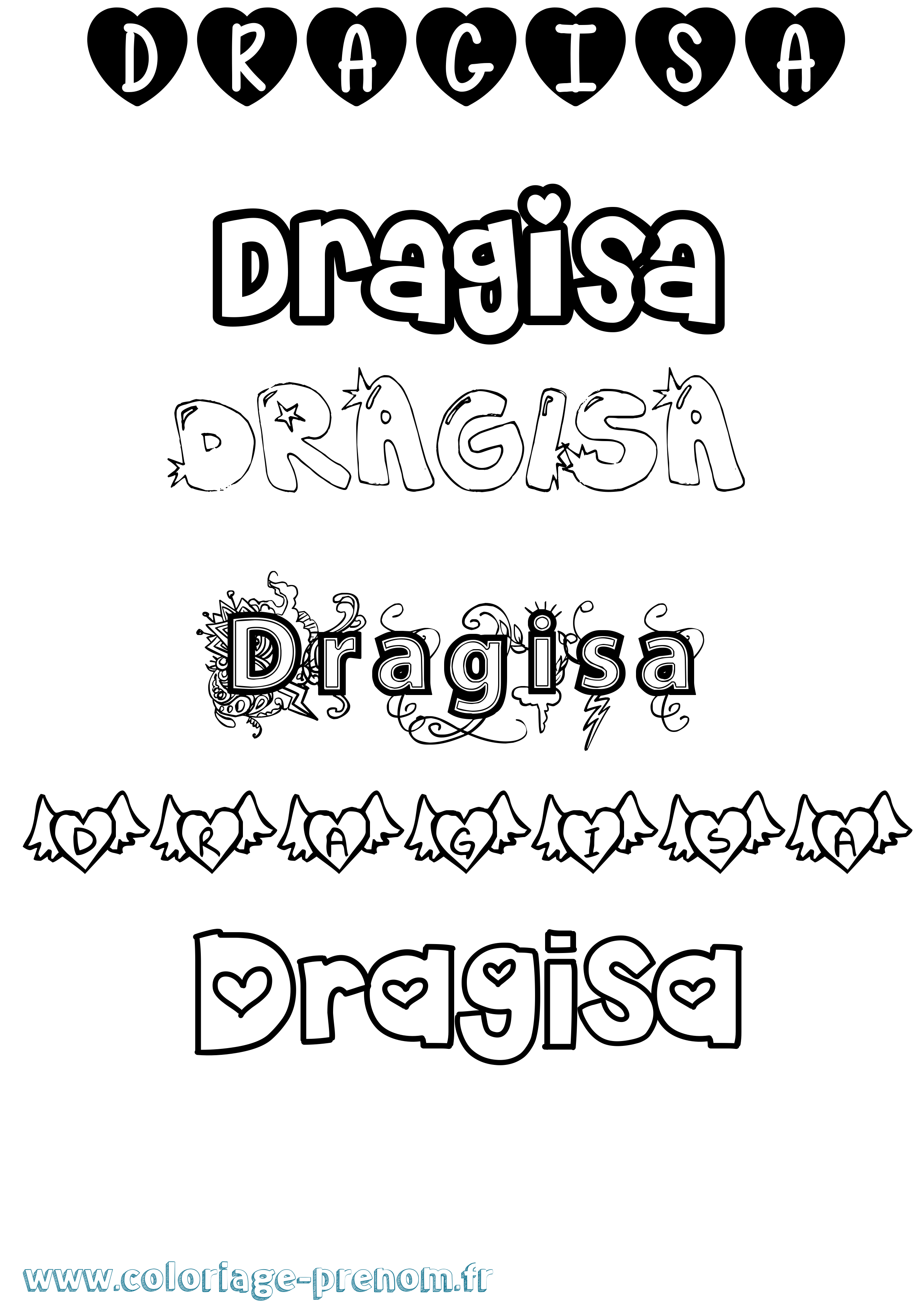 Coloriage prénom Dragisa Girly