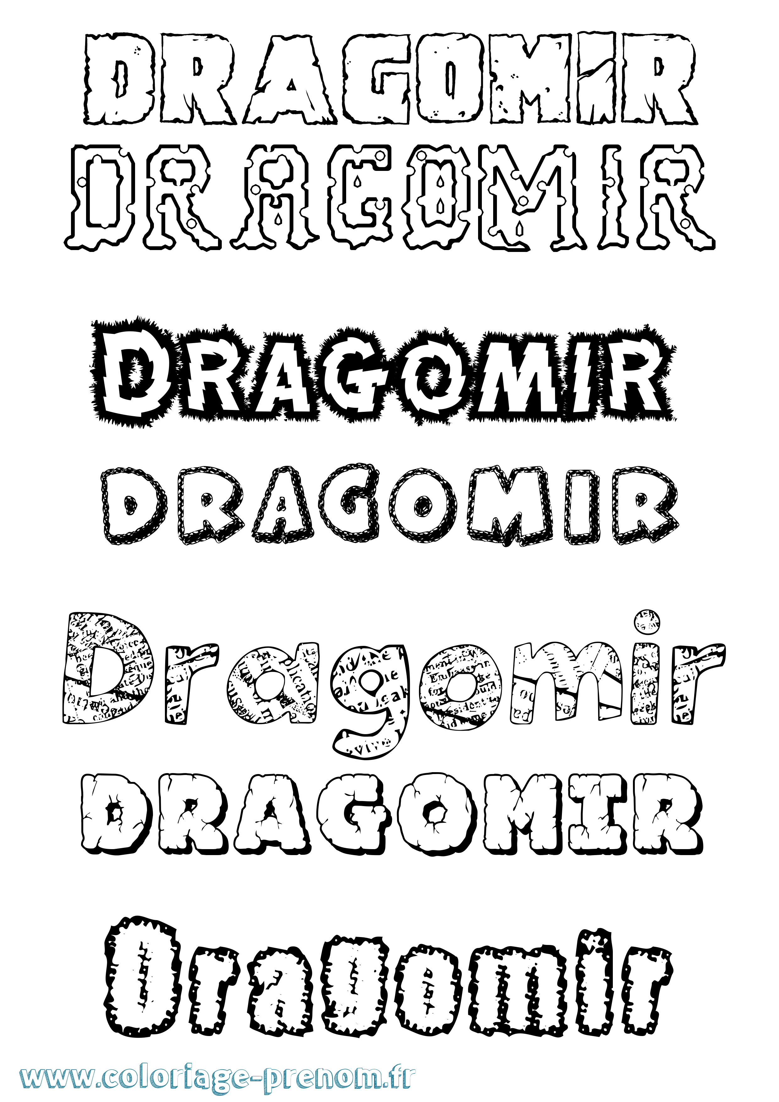Coloriage prénom Dragomir Destructuré
