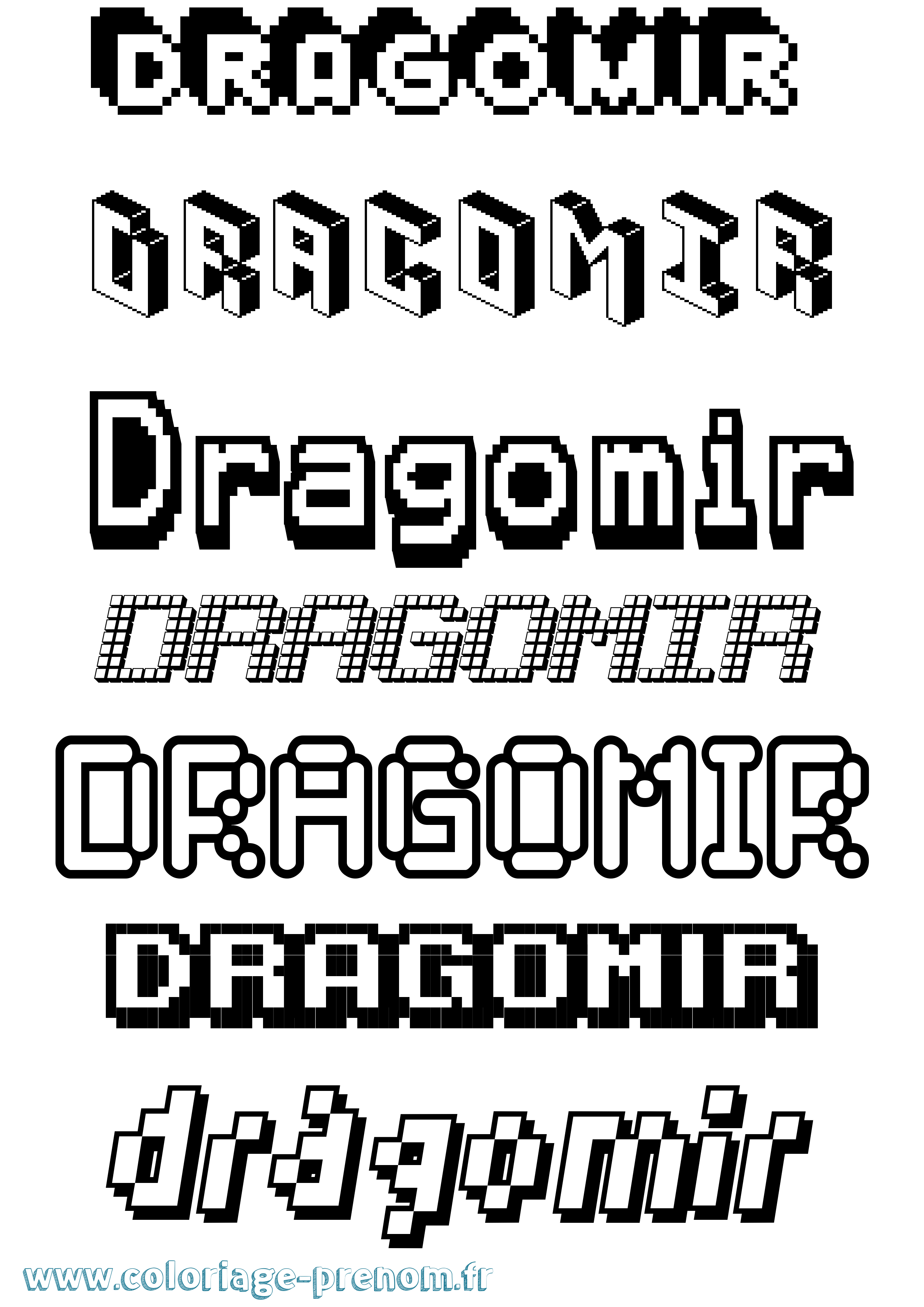 Coloriage prénom Dragomir Pixel