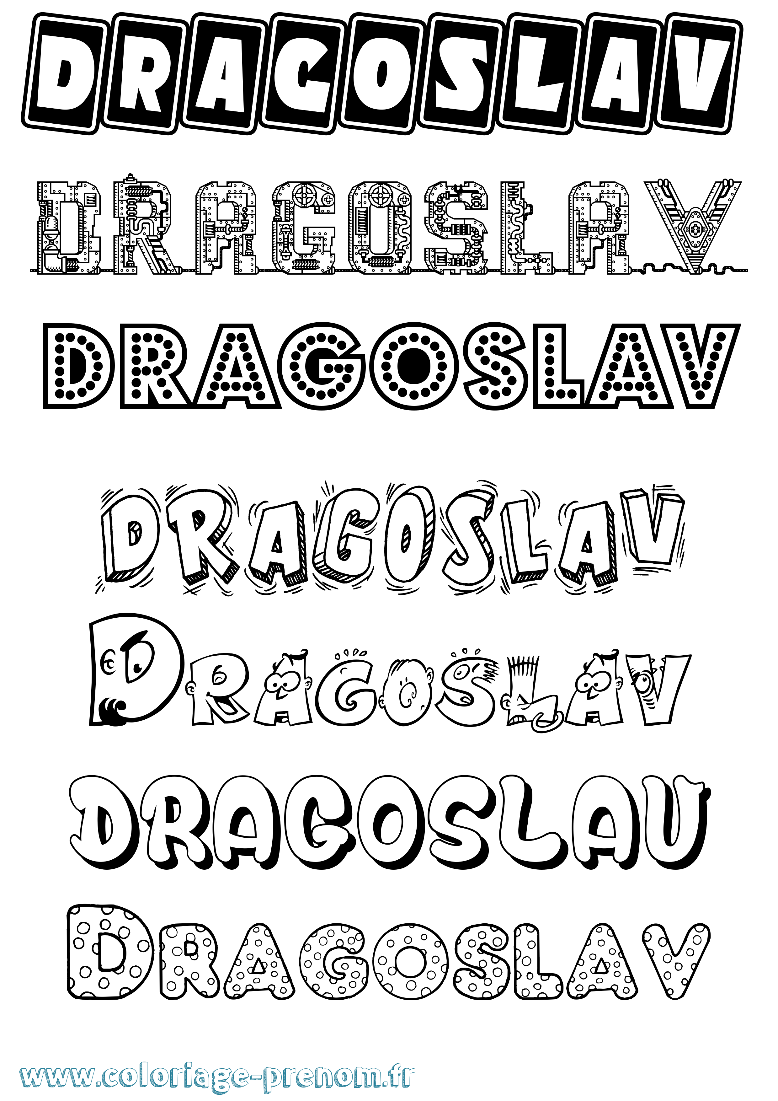 Coloriage prénom Dragoslav Fun