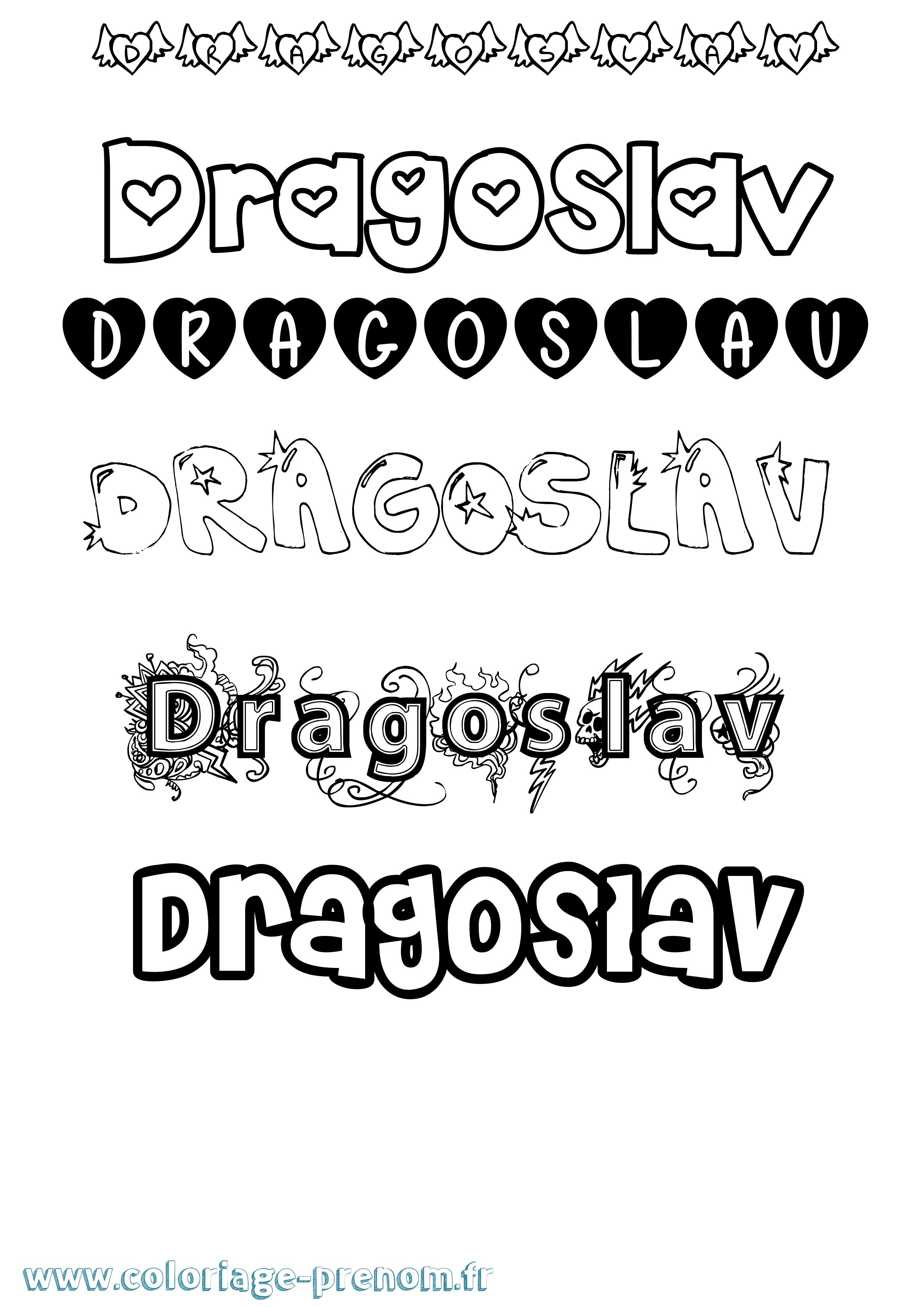 Coloriage prénom Dragoslav Girly