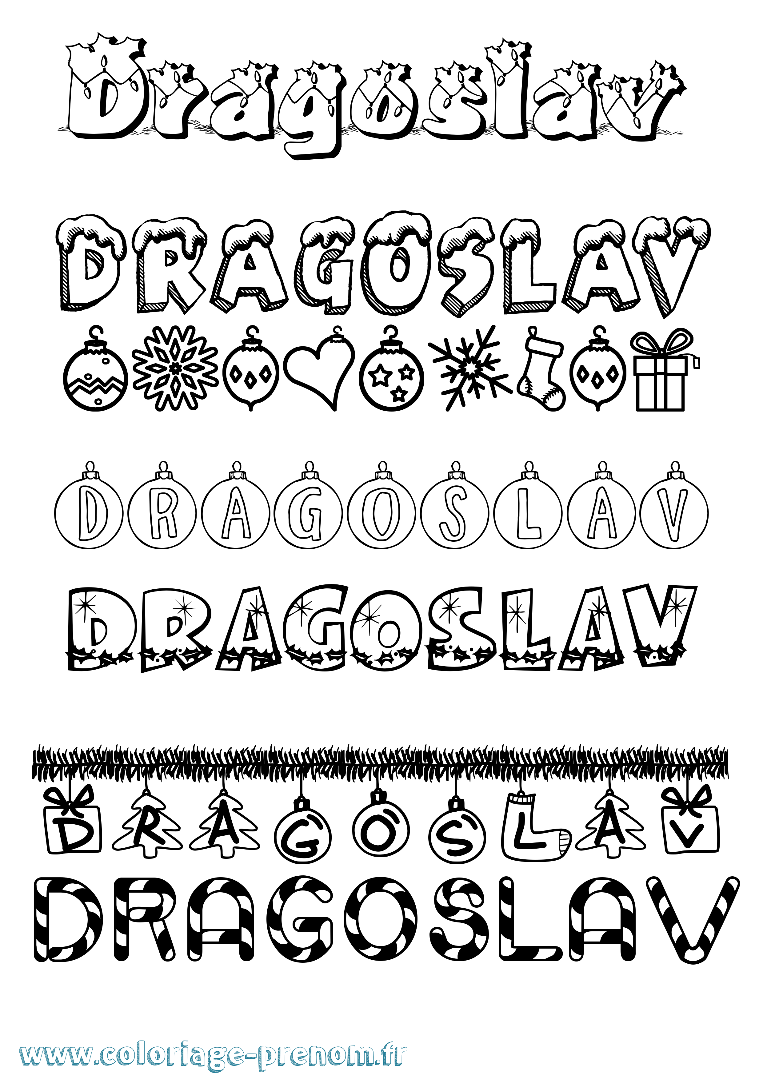 Coloriage prénom Dragoslav Noël