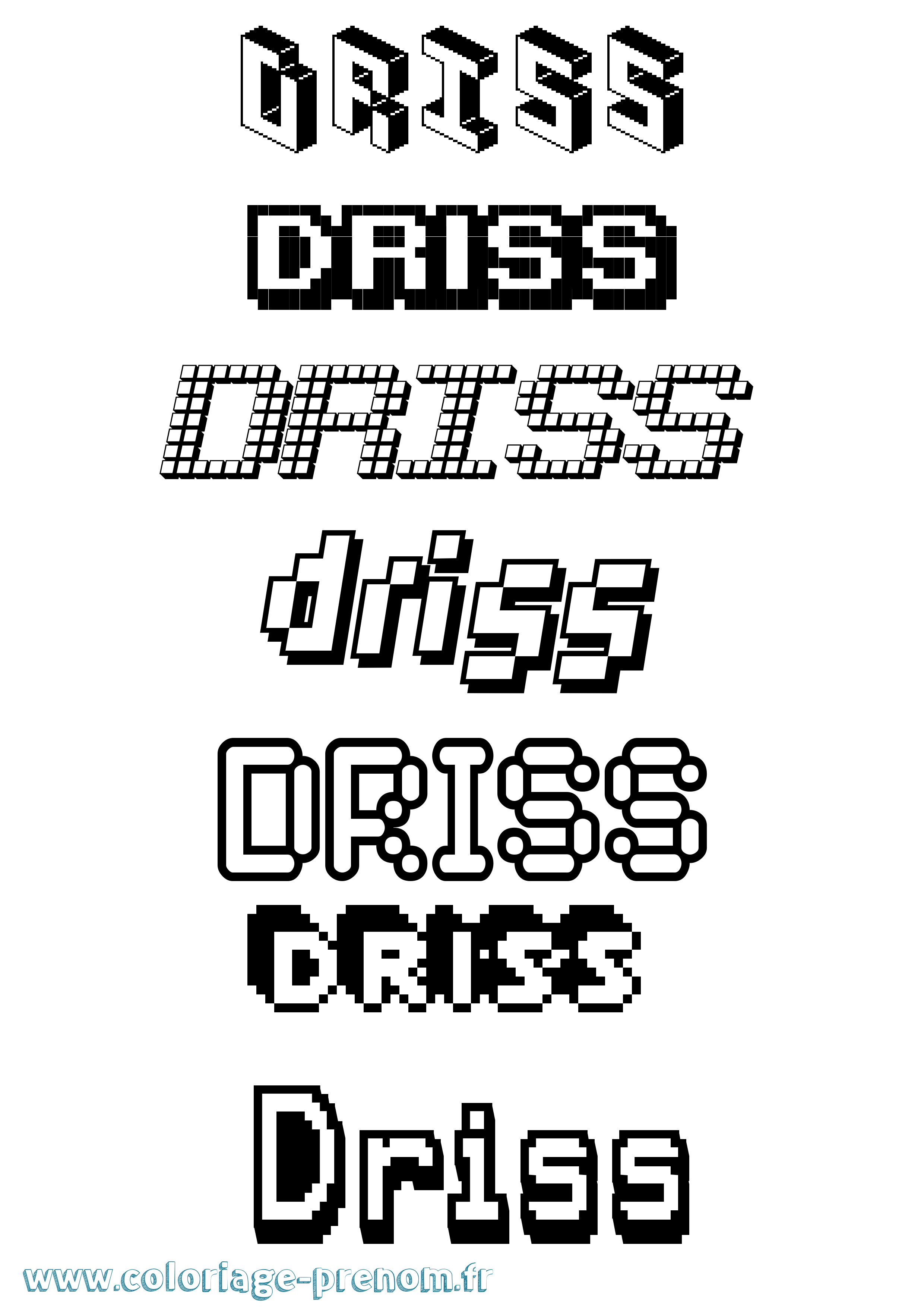 Coloriage prénom Driss Pixel