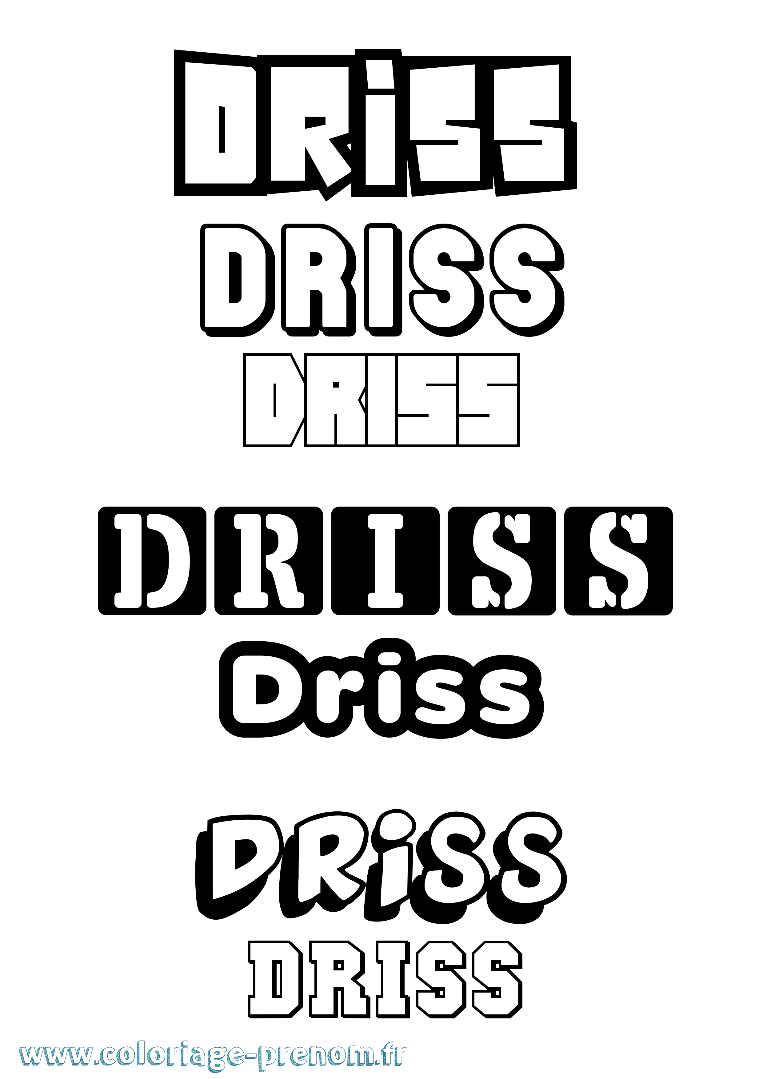 Coloriage prénom Driss Simple