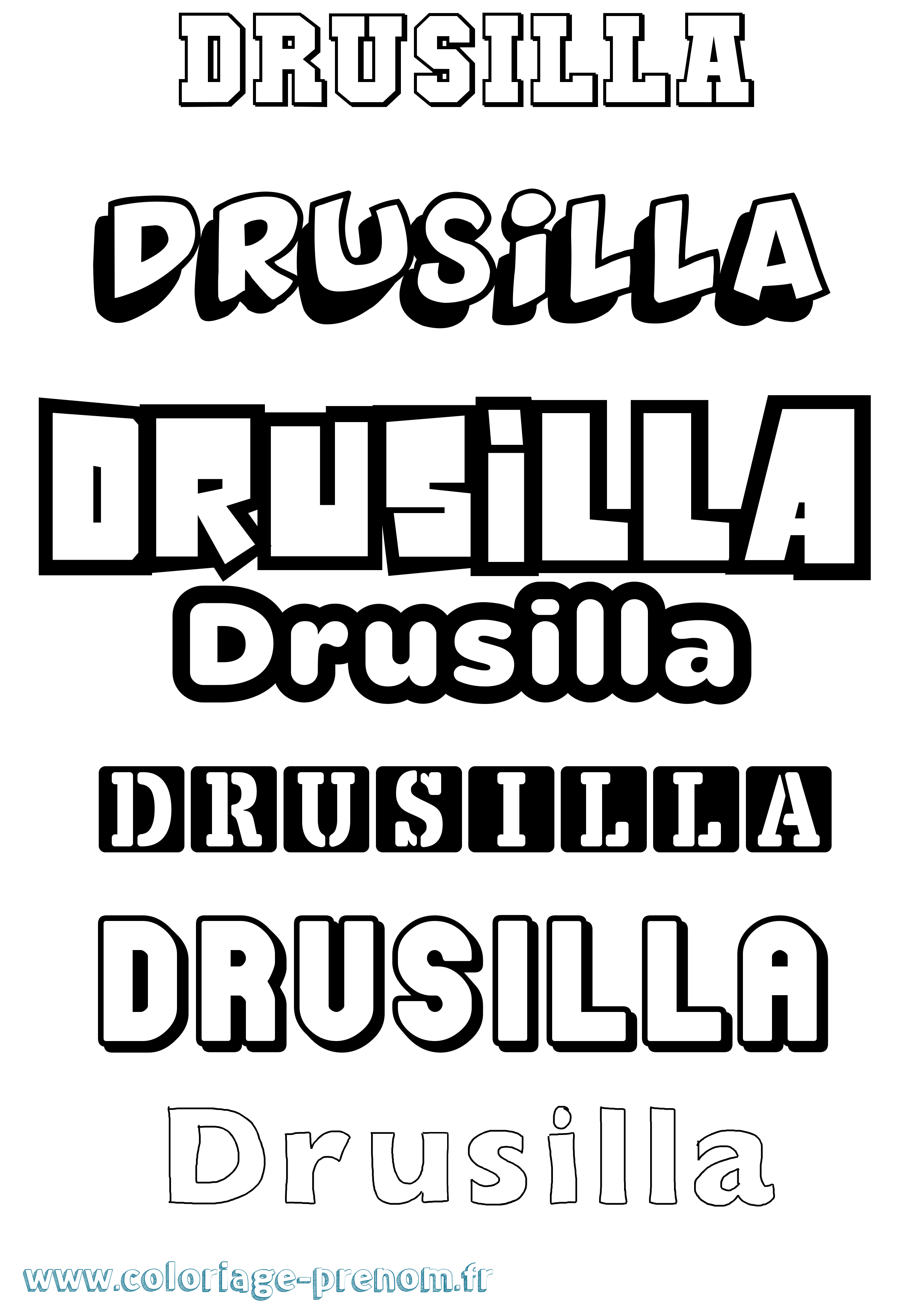 Coloriage prénom Drusilla Simple