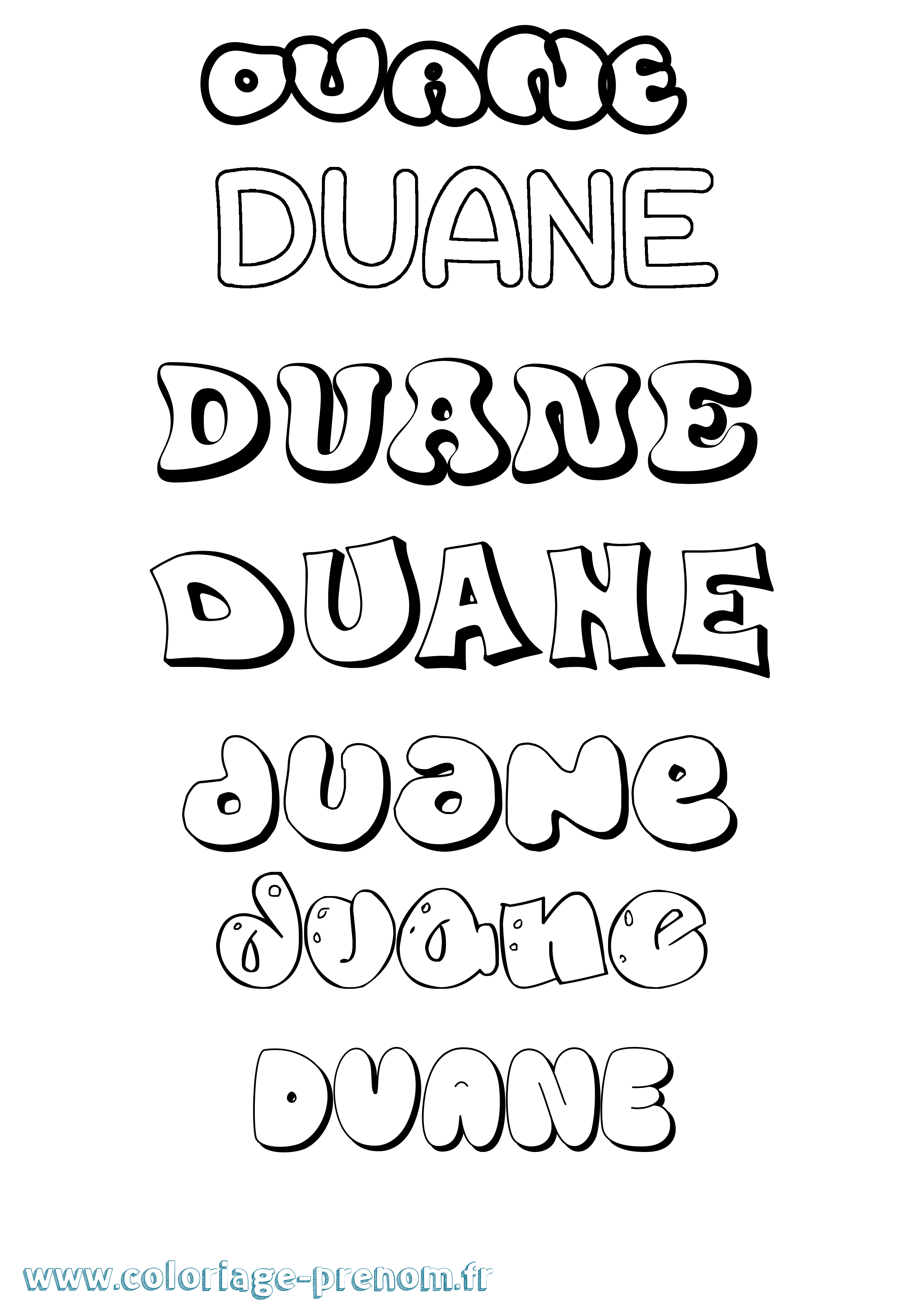 Coloriage prénom Duane Bubble