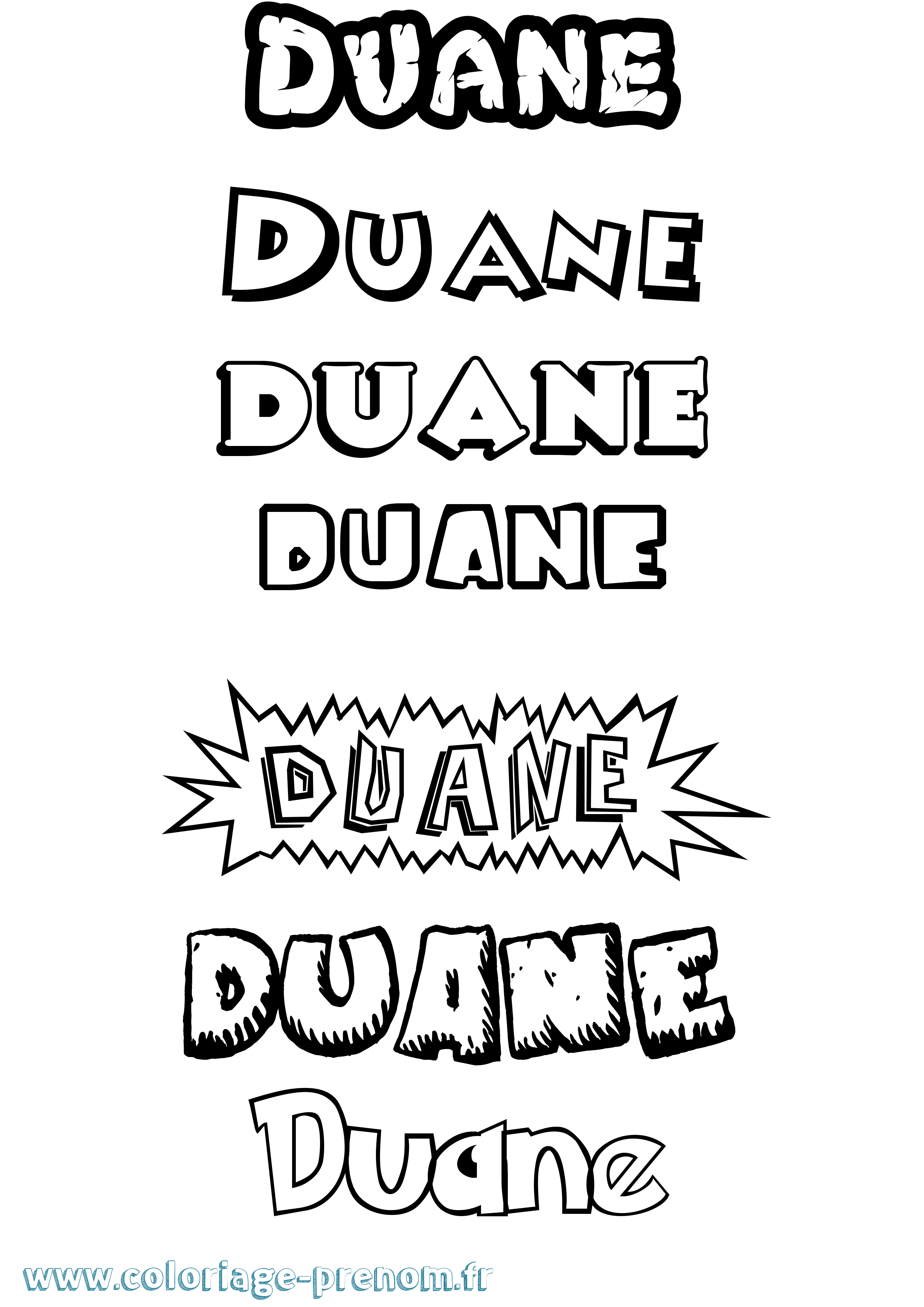 Coloriage prénom Duane Dessin Animé