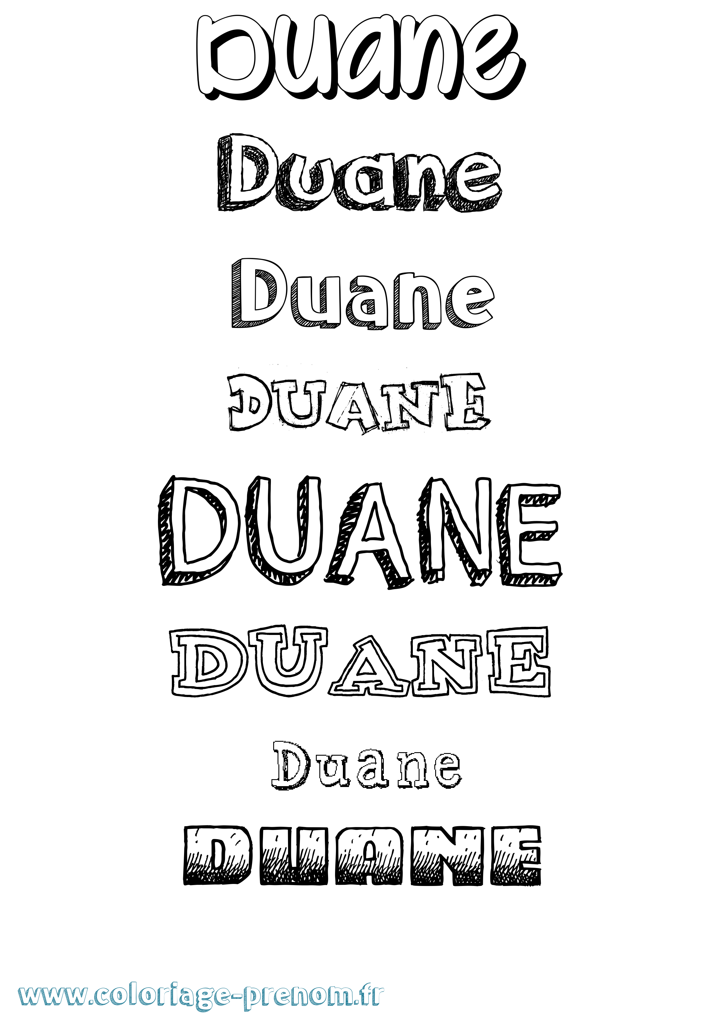 Coloriage prénom Duane Dessiné