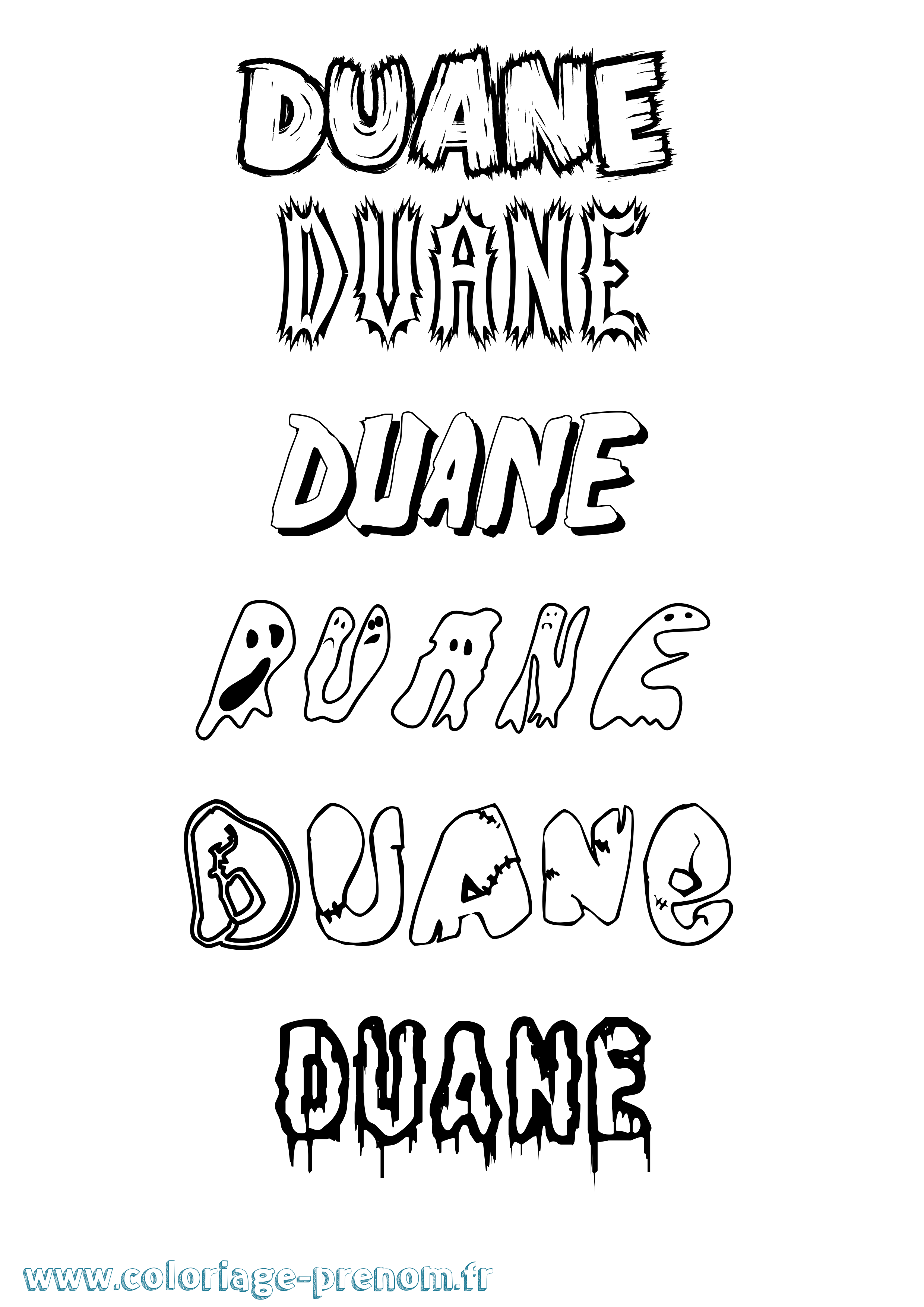 Coloriage prénom Duane Frisson