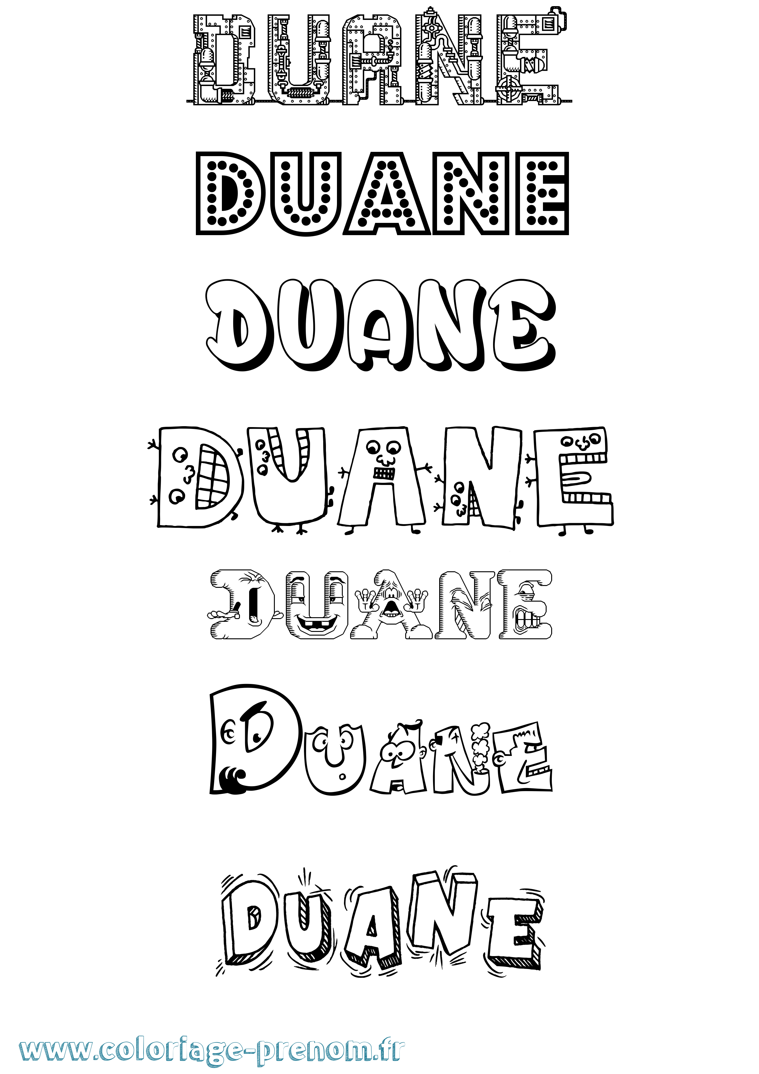 Coloriage prénom Duane Fun