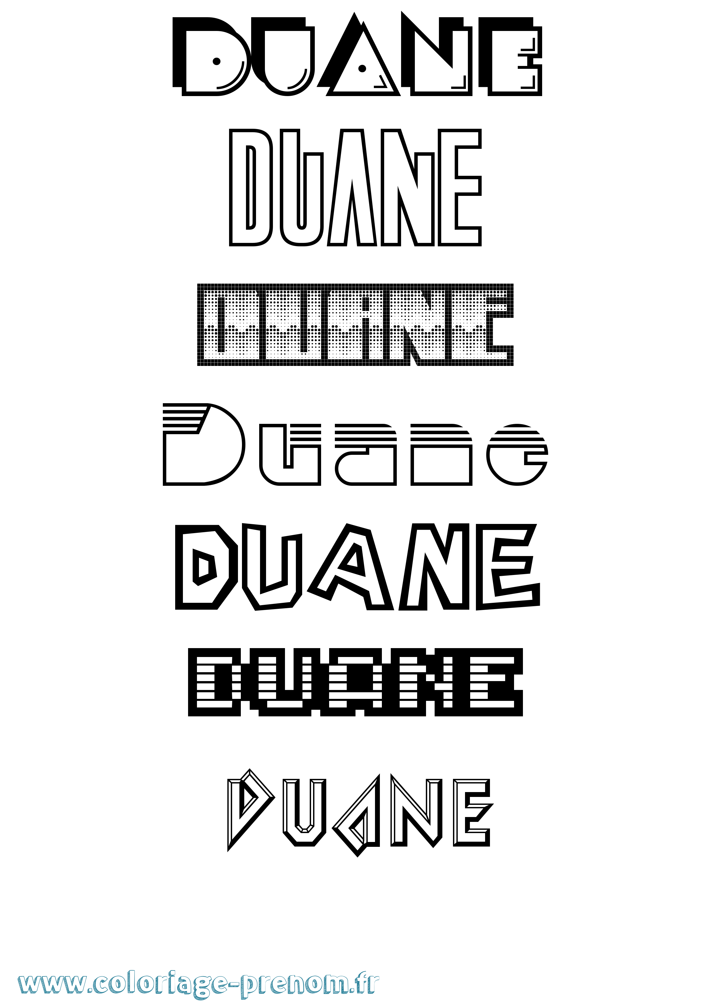 Coloriage prénom Duane Jeux Vidéos