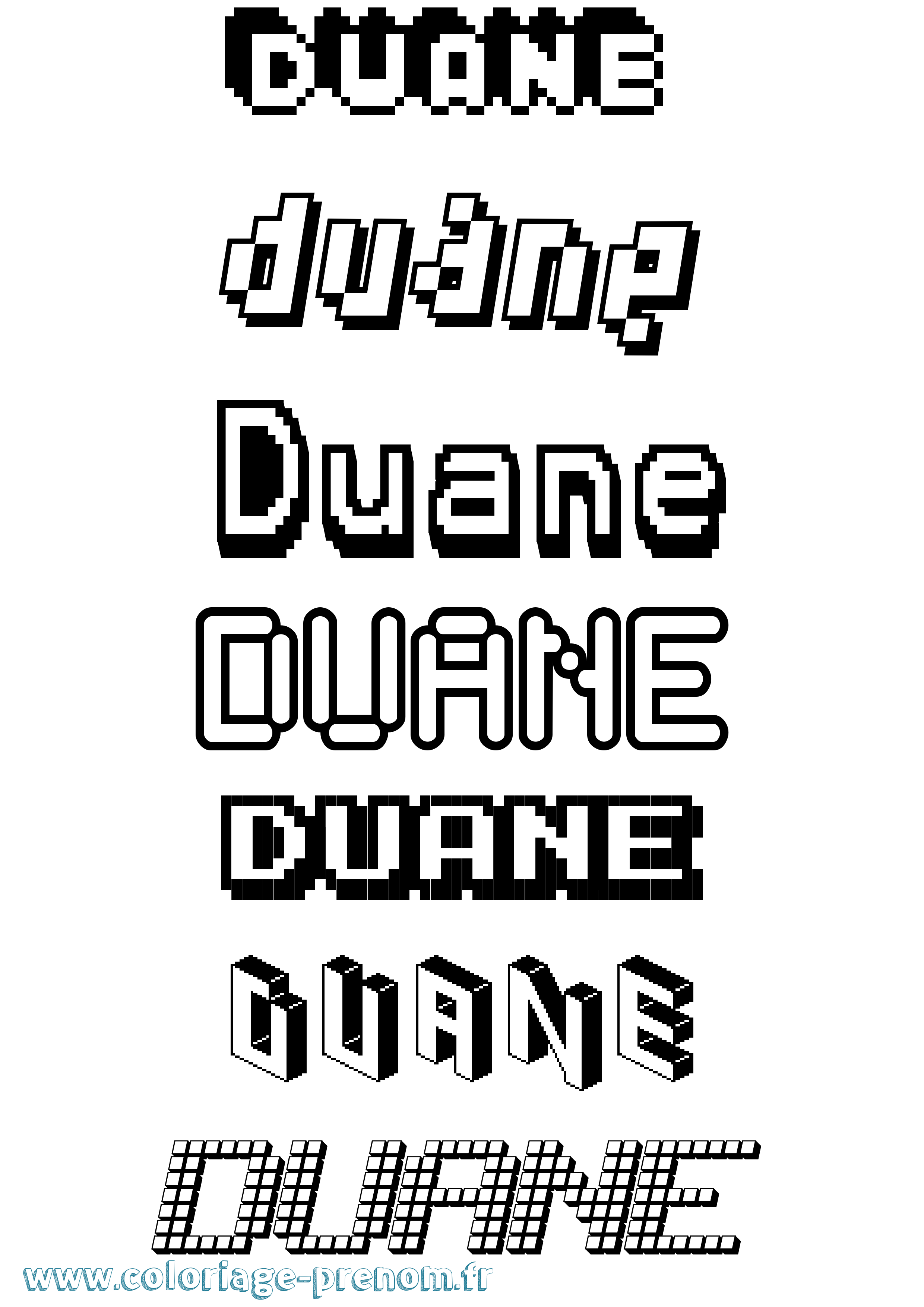Coloriage prénom Duane Pixel