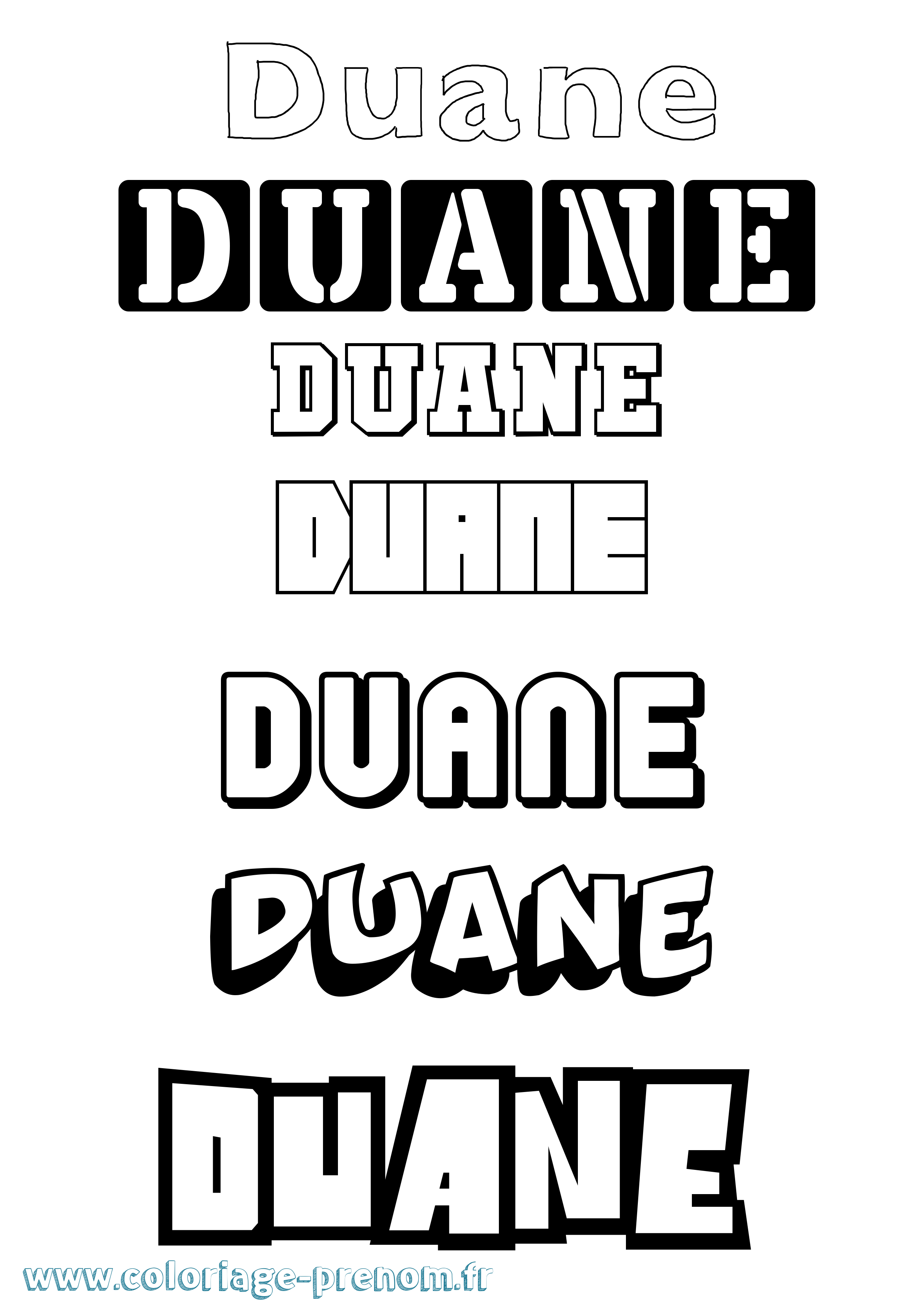 Coloriage prénom Duane Simple