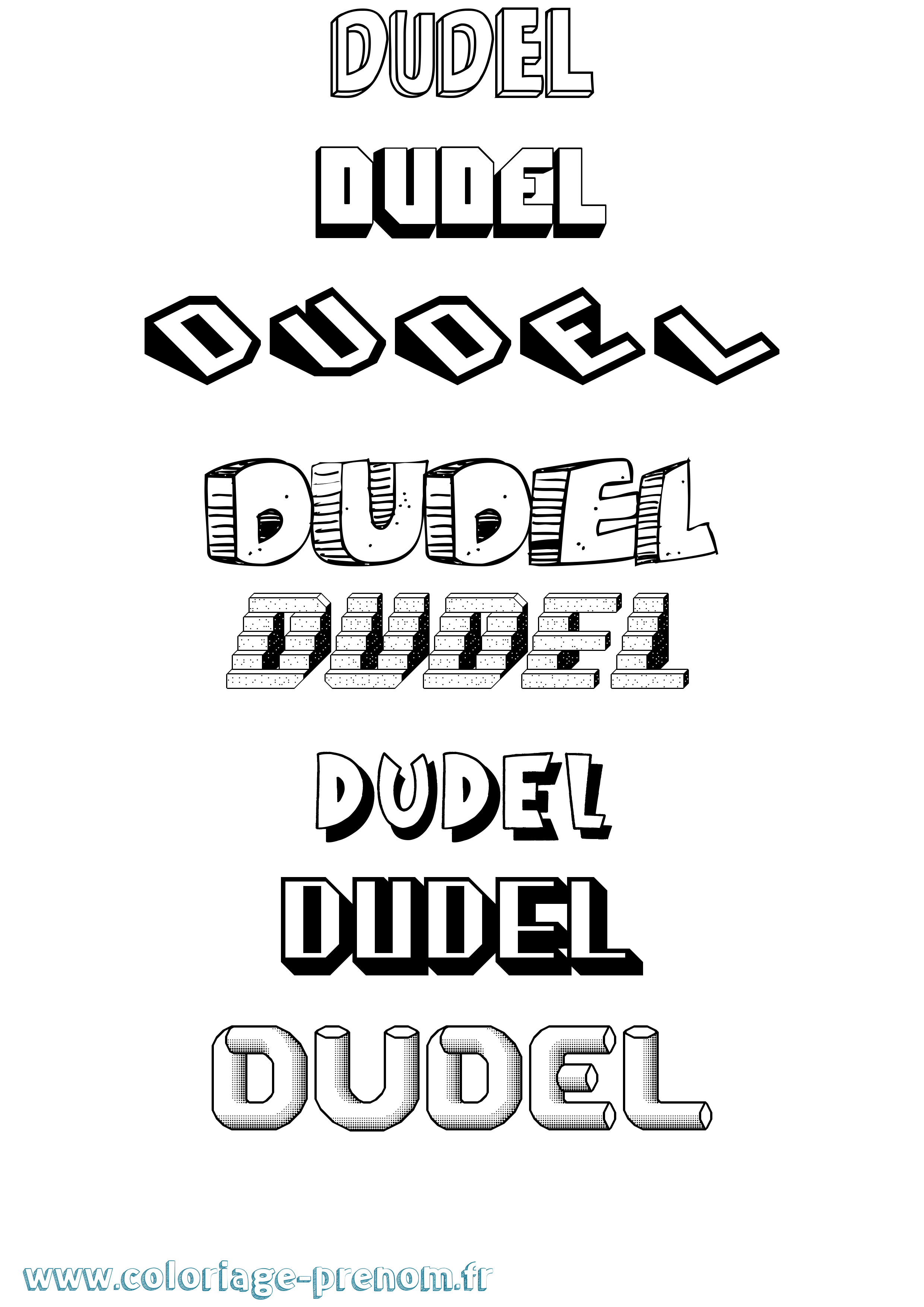 Coloriage prénom Dudel Effet 3D