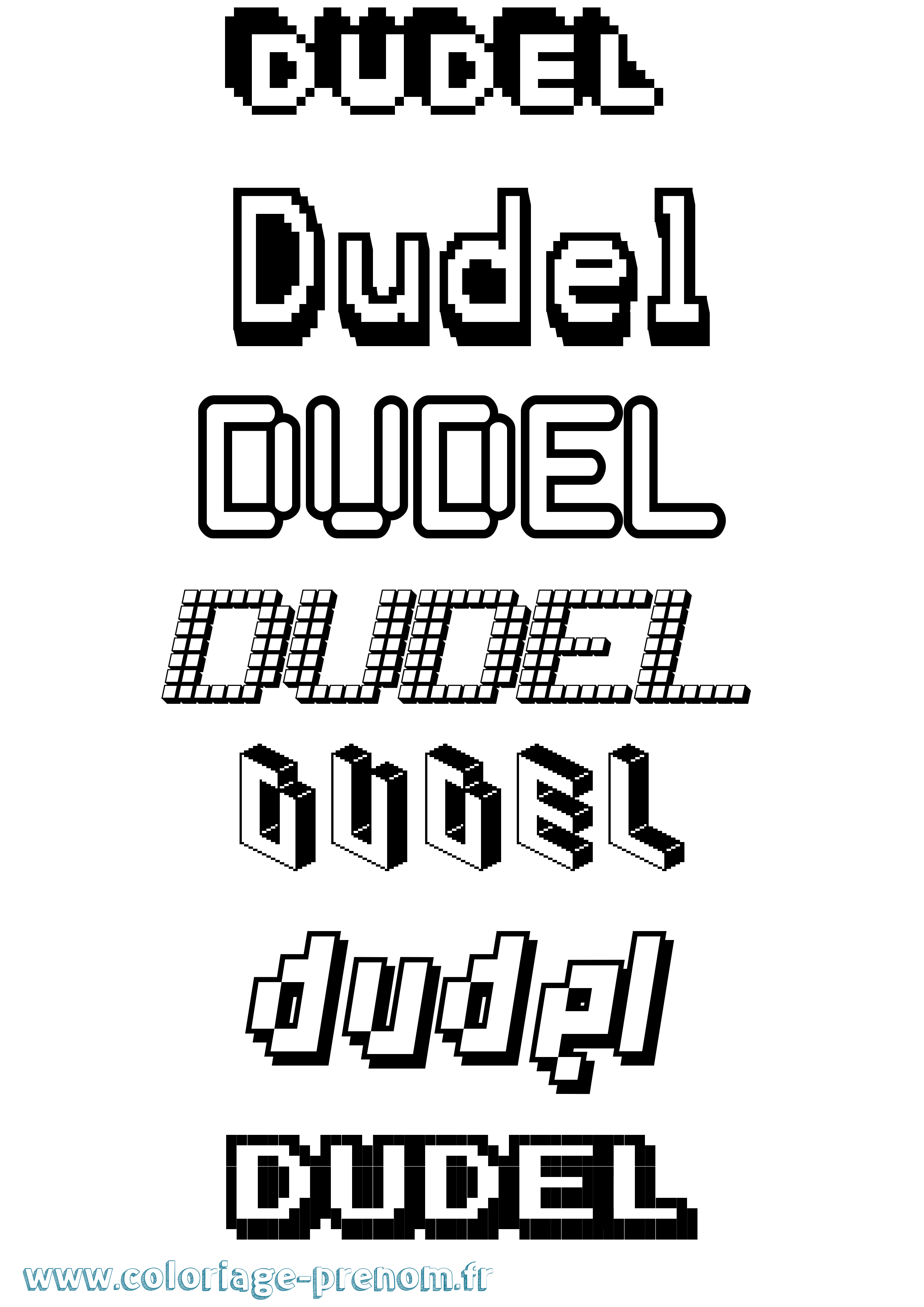 Coloriage prénom Dudel Pixel
