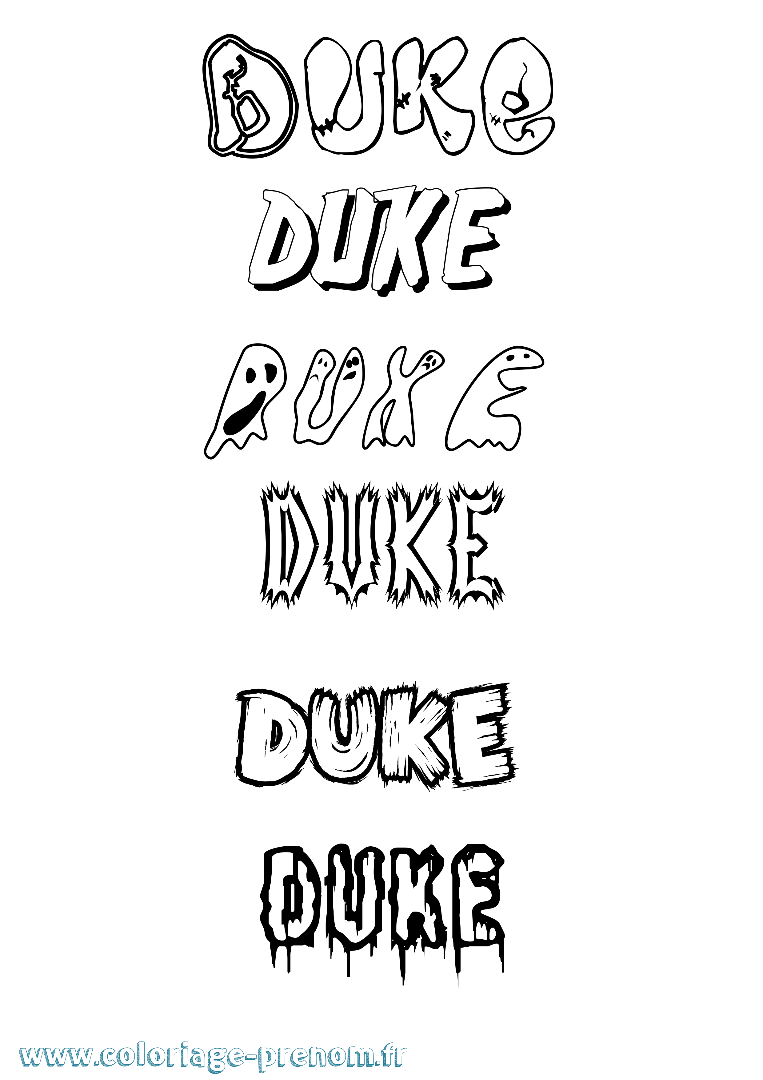 Coloriage prénom Duke Frisson