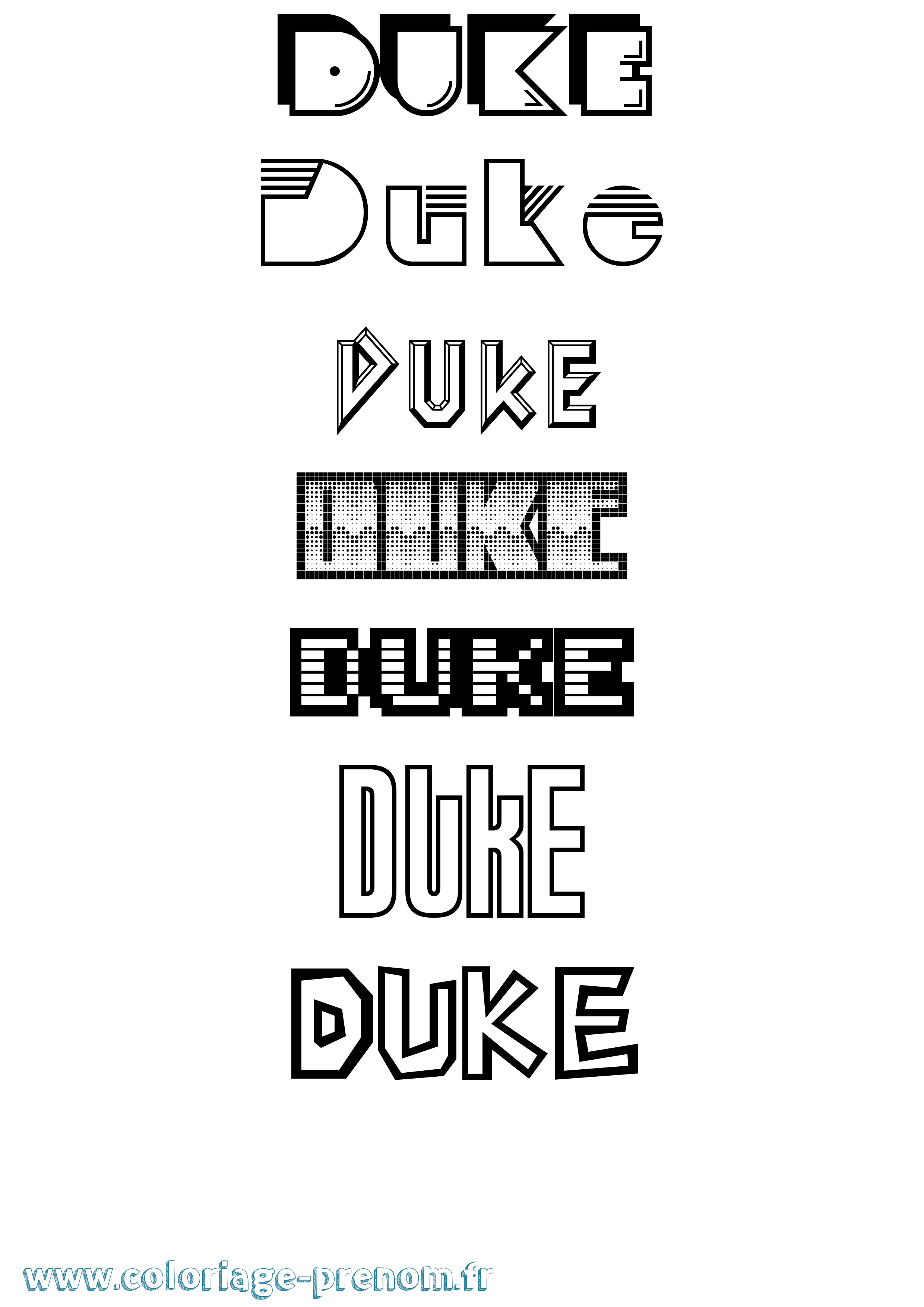 Coloriage prénom Duke Jeux Vidéos